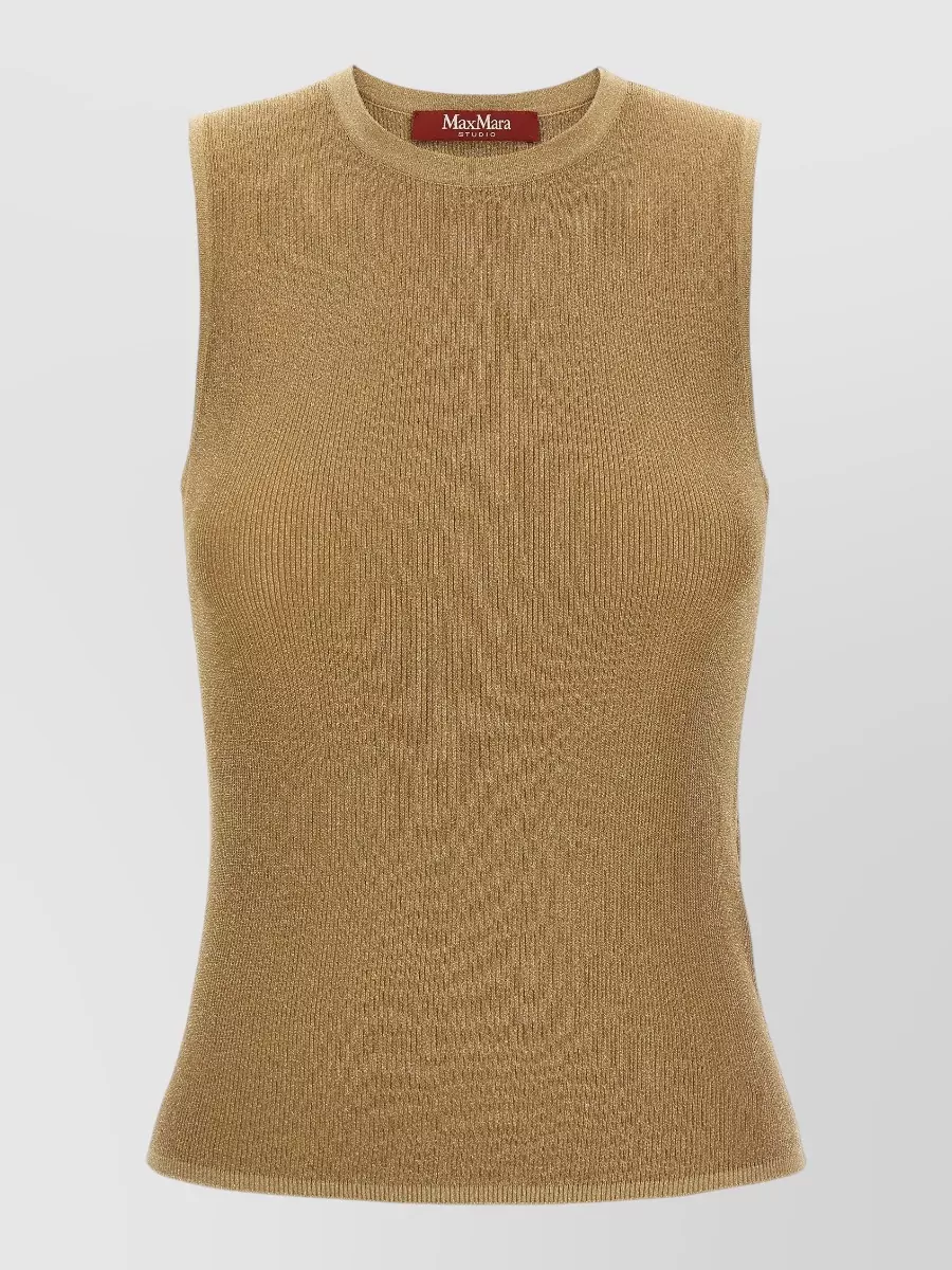 S Max Mara ribbed metallic sleeveless knitted top
