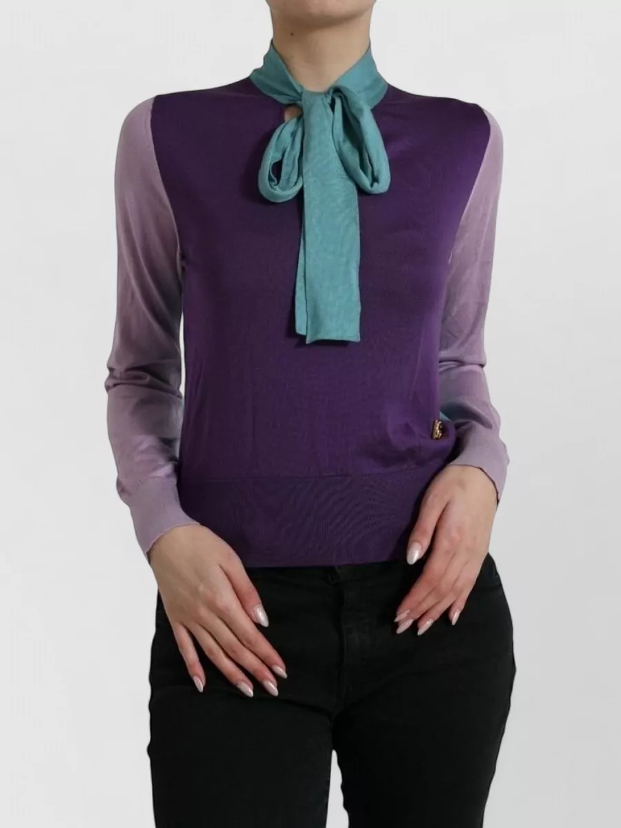 Dolce&Gabbana Silk Tie-Neck Sweater