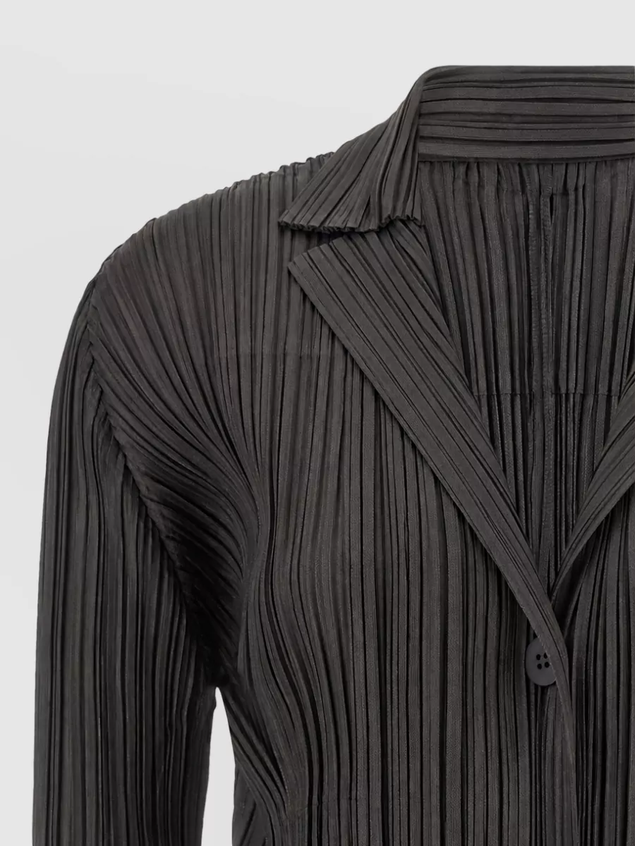 Pleats Please Issey Miyake Pleated Single-Breasted Blazer