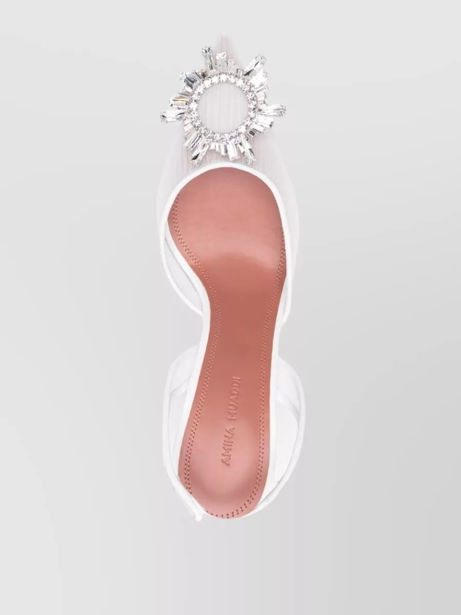 Amina Muaddi Mesh Rhinestone-Embellished Slingback Pumps
