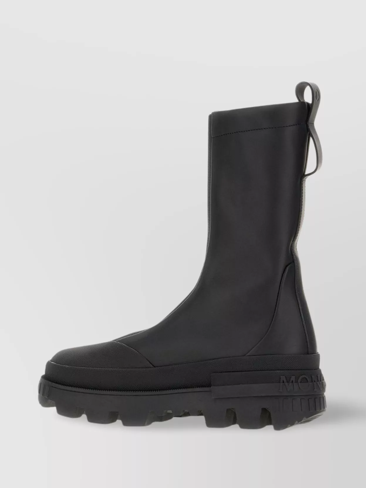 Moncler Genius Chunky Heeled Leather Boots With Lug Sole In Black