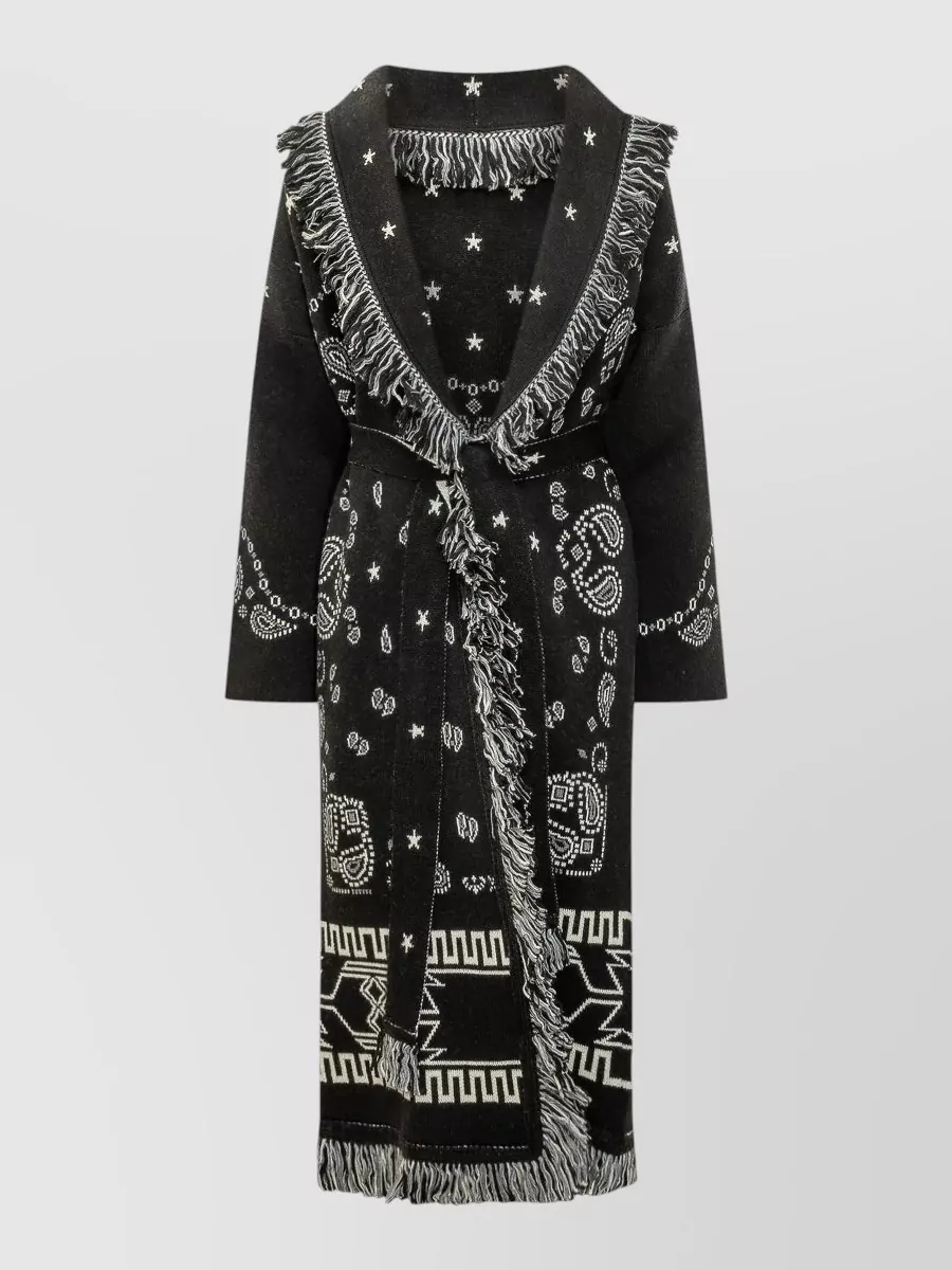 Alanui wool jacquard belted cape