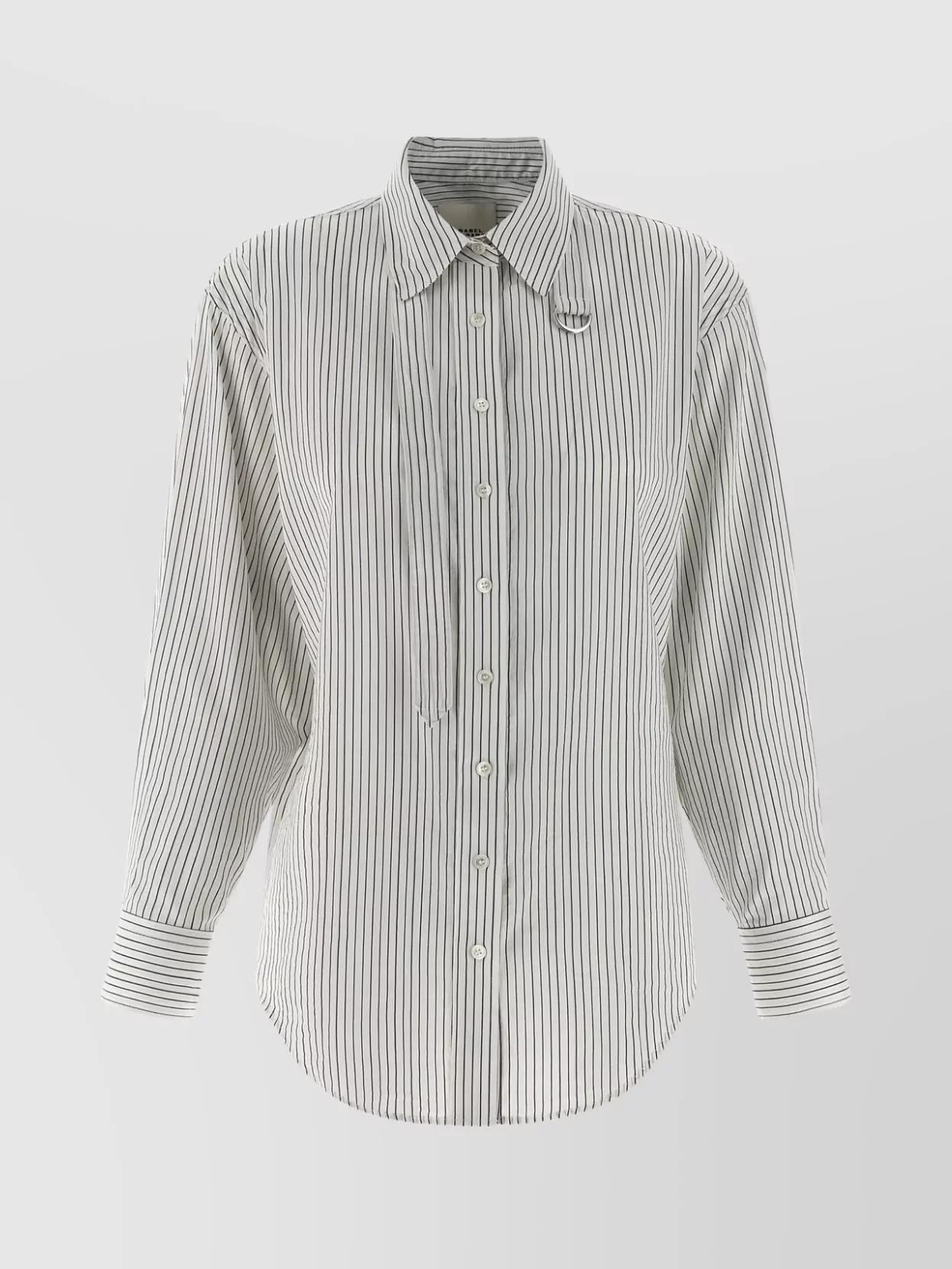 Isabel Marant Striped Long Sleeve Shirt With Adjustable Tie In Brown