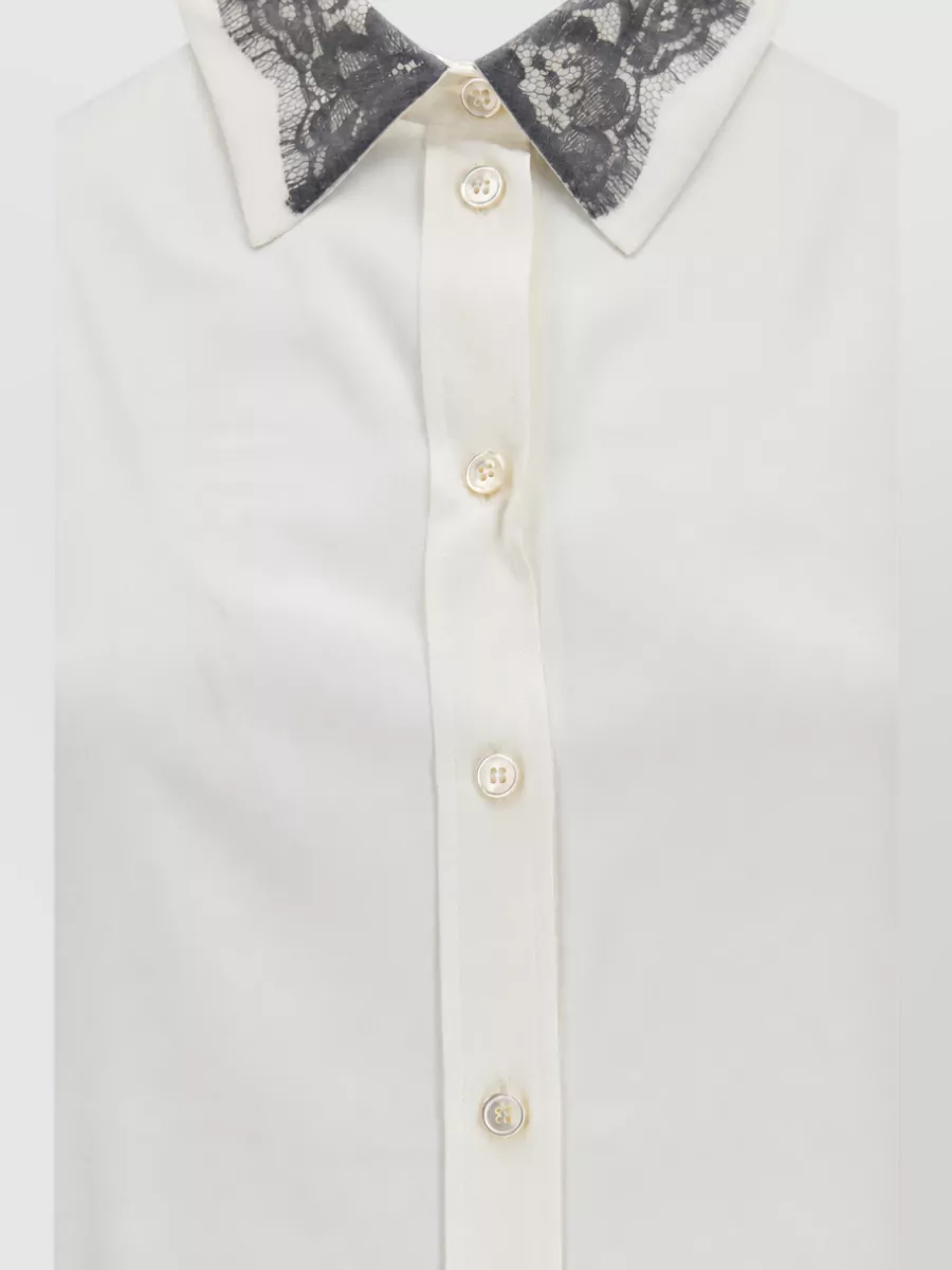 Alexander Mcqueen Silk Long-Sleeve Floral-Lace Shirt