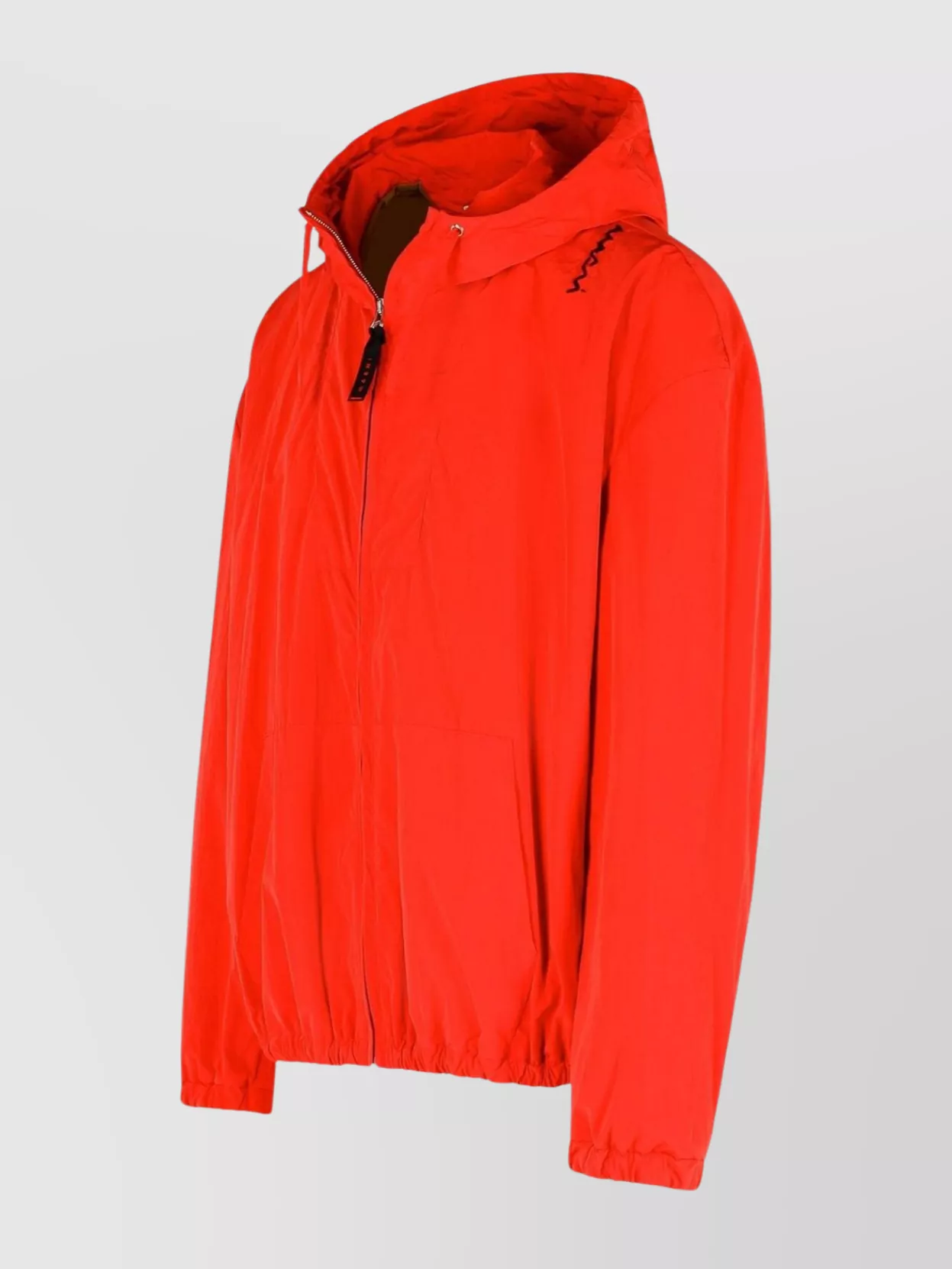 Marni Hooded Jacket With Elasticated Hem And Side Pockets In Orange