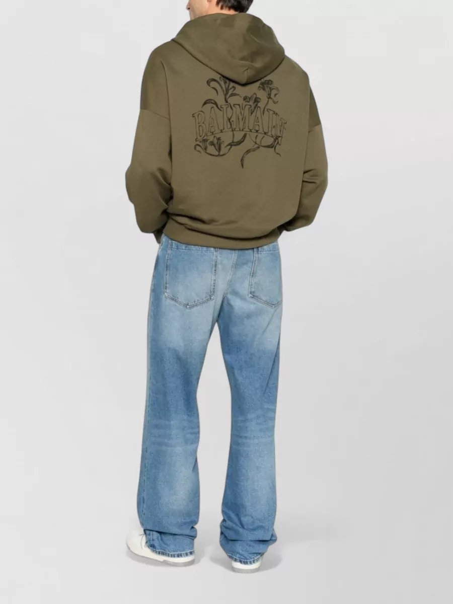 Balmain Cotton Hooded Logo Print Sweatshirt