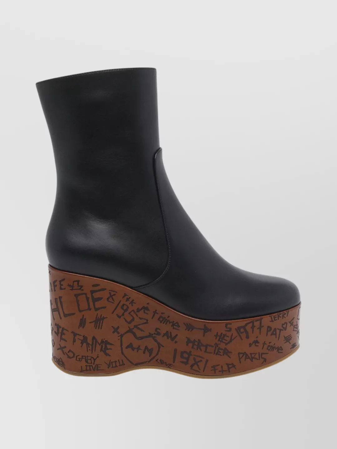 Chloé Graphic Print Leather Ankle Length Boots
