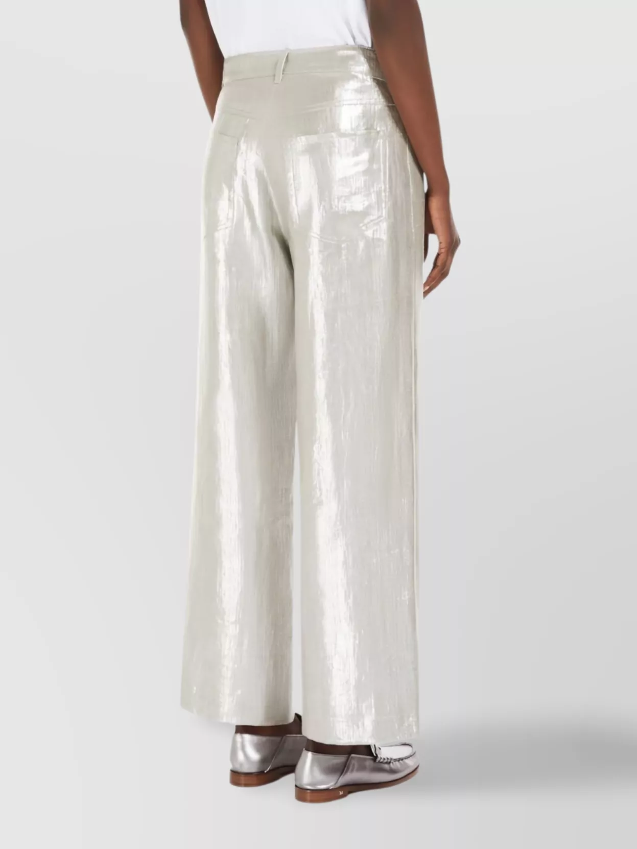 S Max Mara Wide-Leg Trousers Metallic Finish