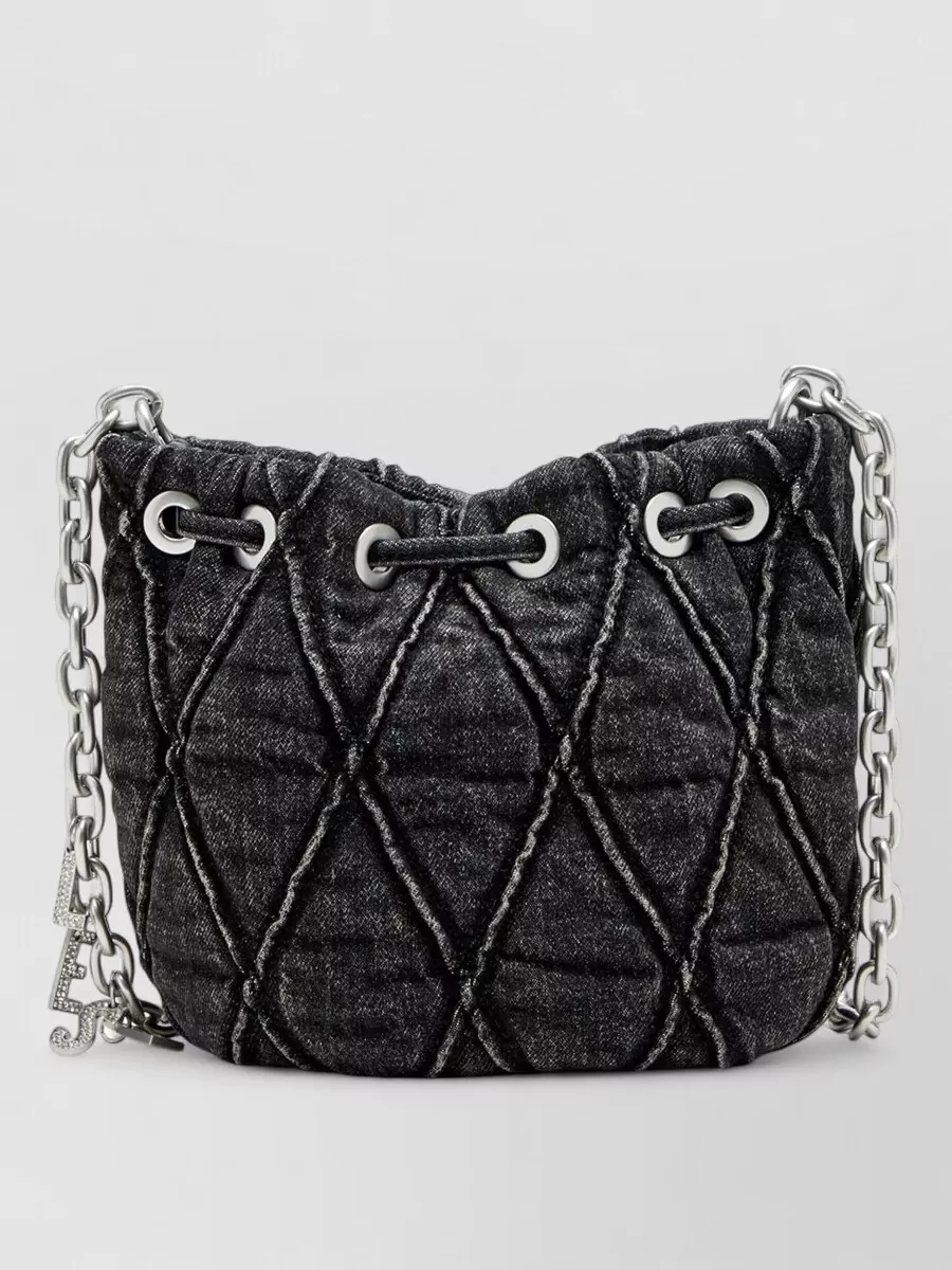 Diesel small quilted denim bucket bag