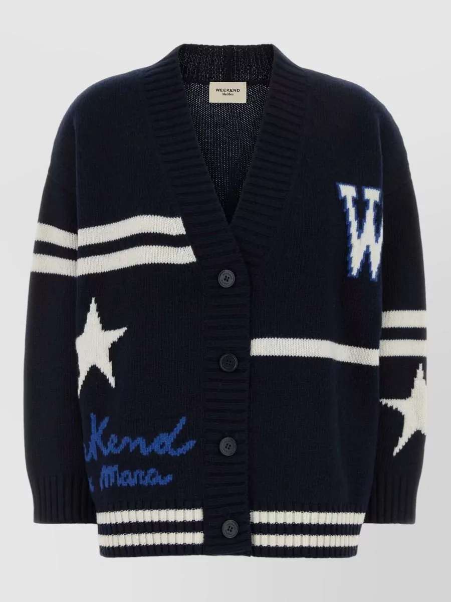 Weekend Max Mara virgin wool intarsia-knit cardigan