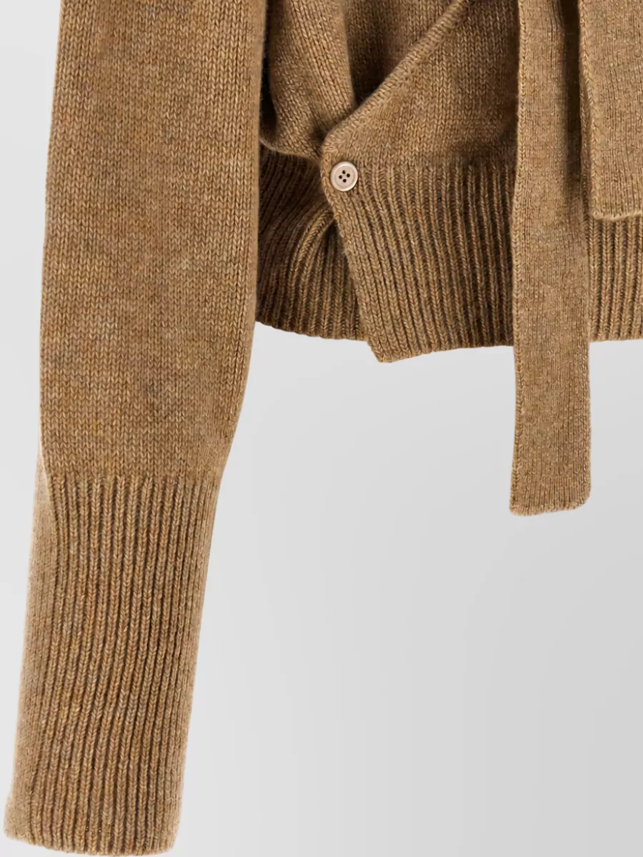 Ermanno Scervino Cashmere Boat Neck Bow Back Cardigan