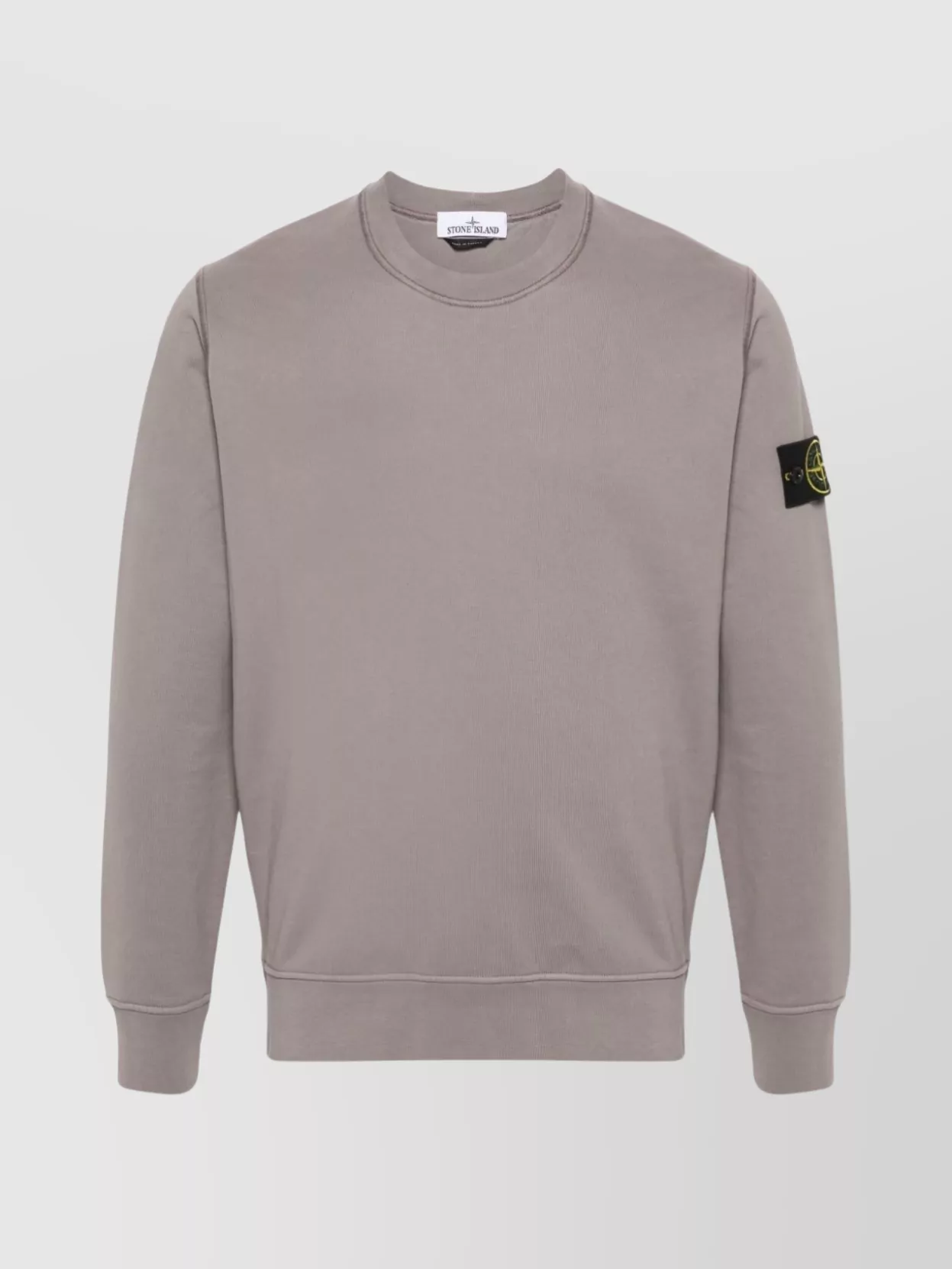 Shop Stone Island Ribbed Patch Crewneck Sweater In Grey