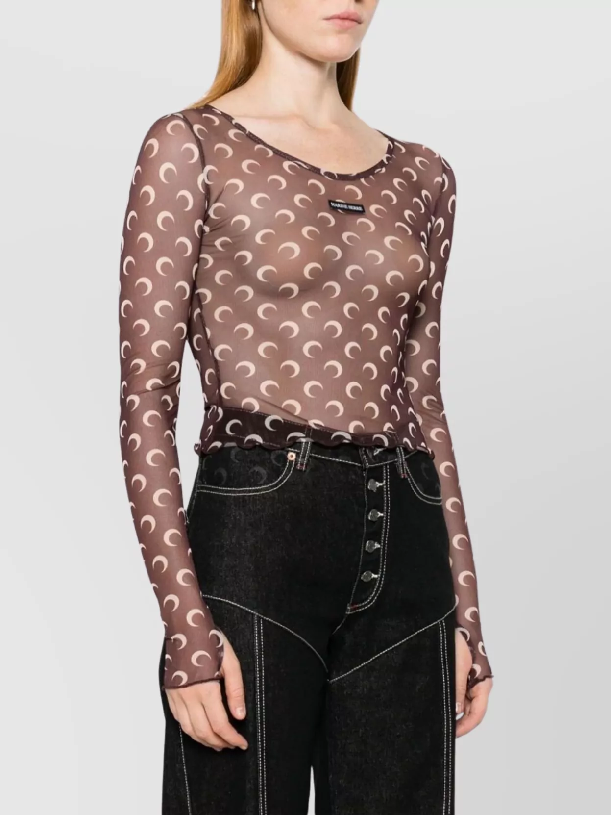 Marine Serre Mesh Crescent Moon Top