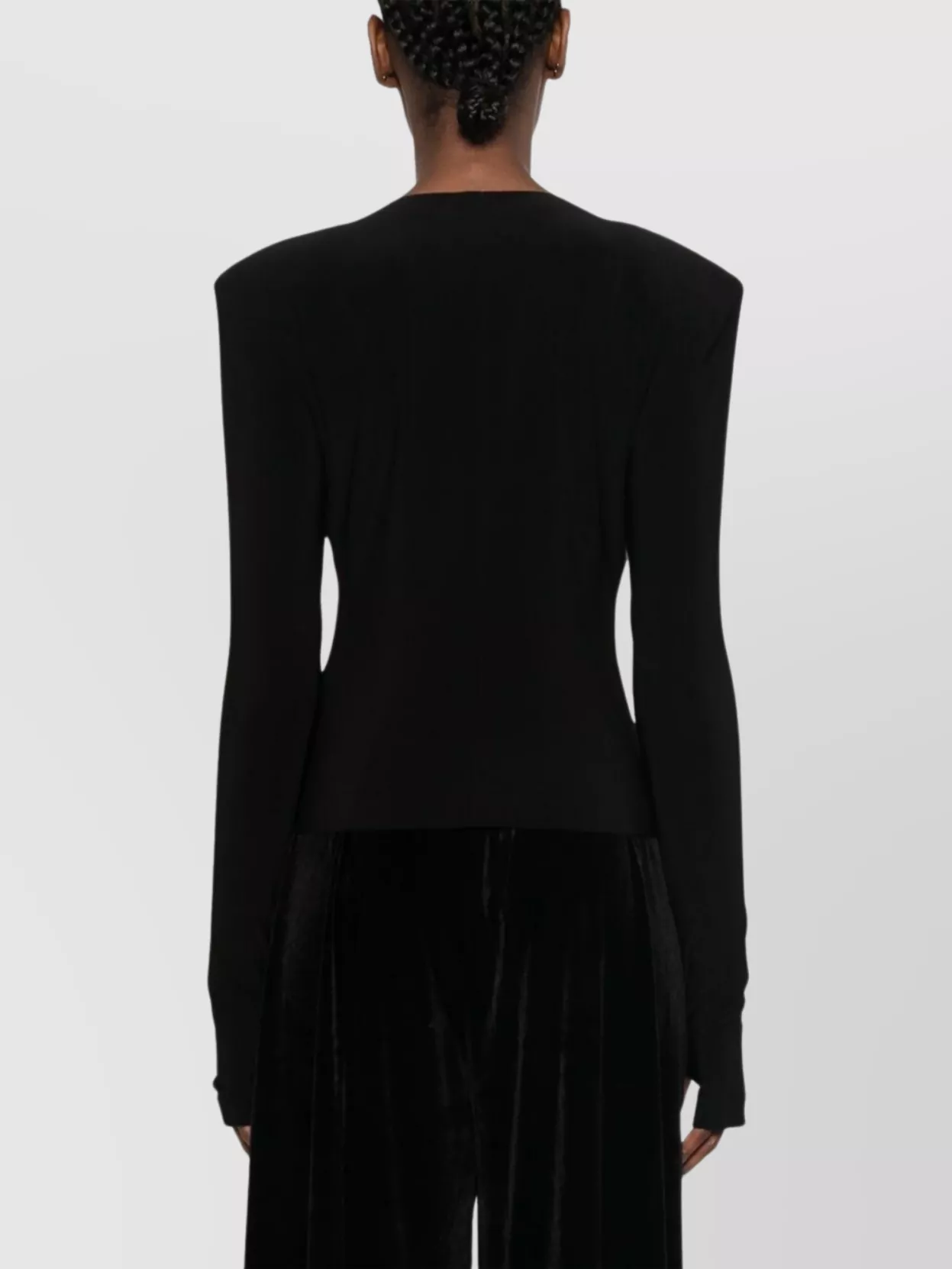 Norma Kamali V-necked Top With Fitted Silhouette And Shoulder Pads
