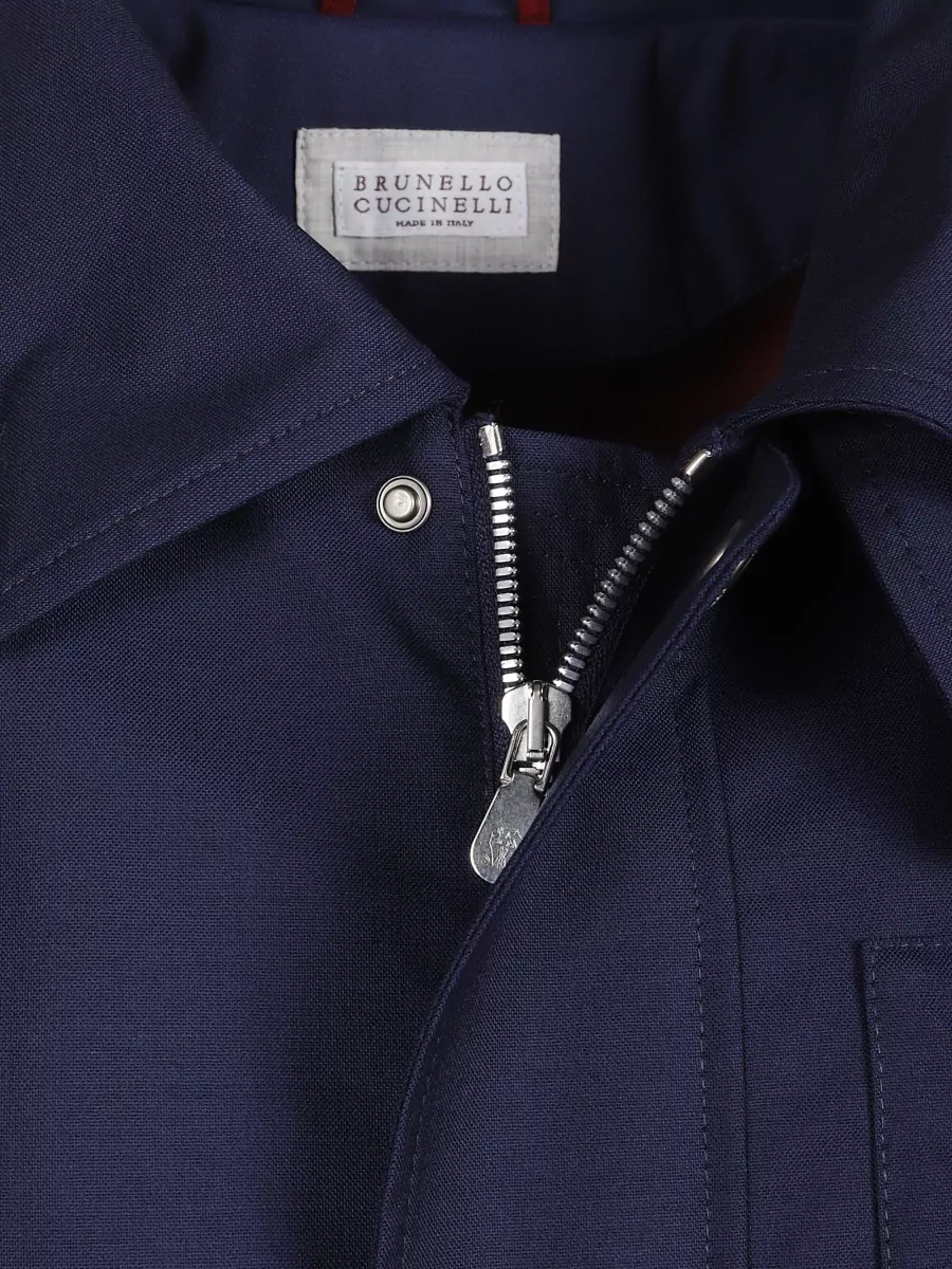 Brunello Cucinelli Technical Gabardine Field Jacket Adjustable Cuffs