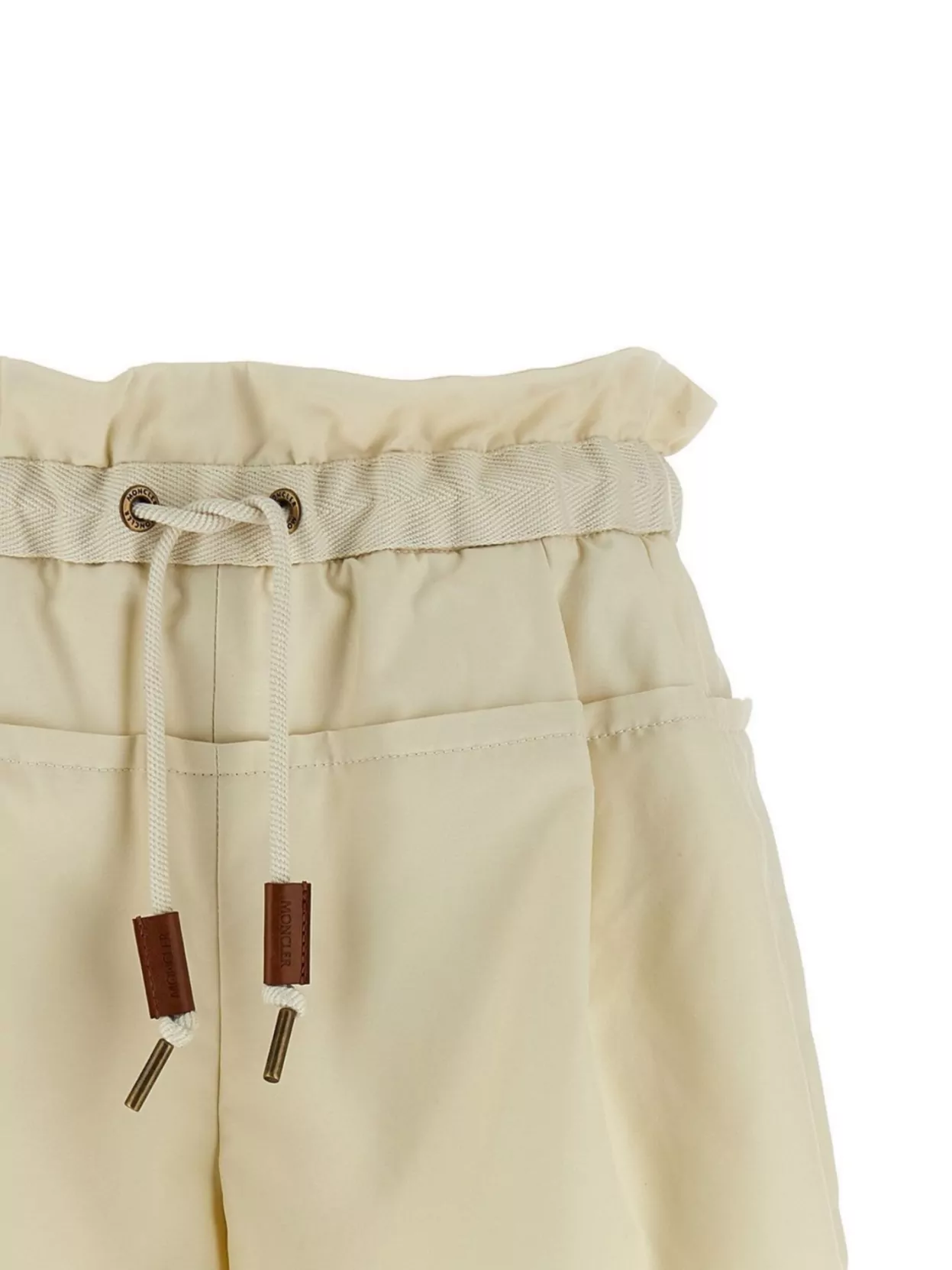 MONCLER TWILL SHORTS WITH DRAWSTRING WAIST AND RUFFLED TRIM