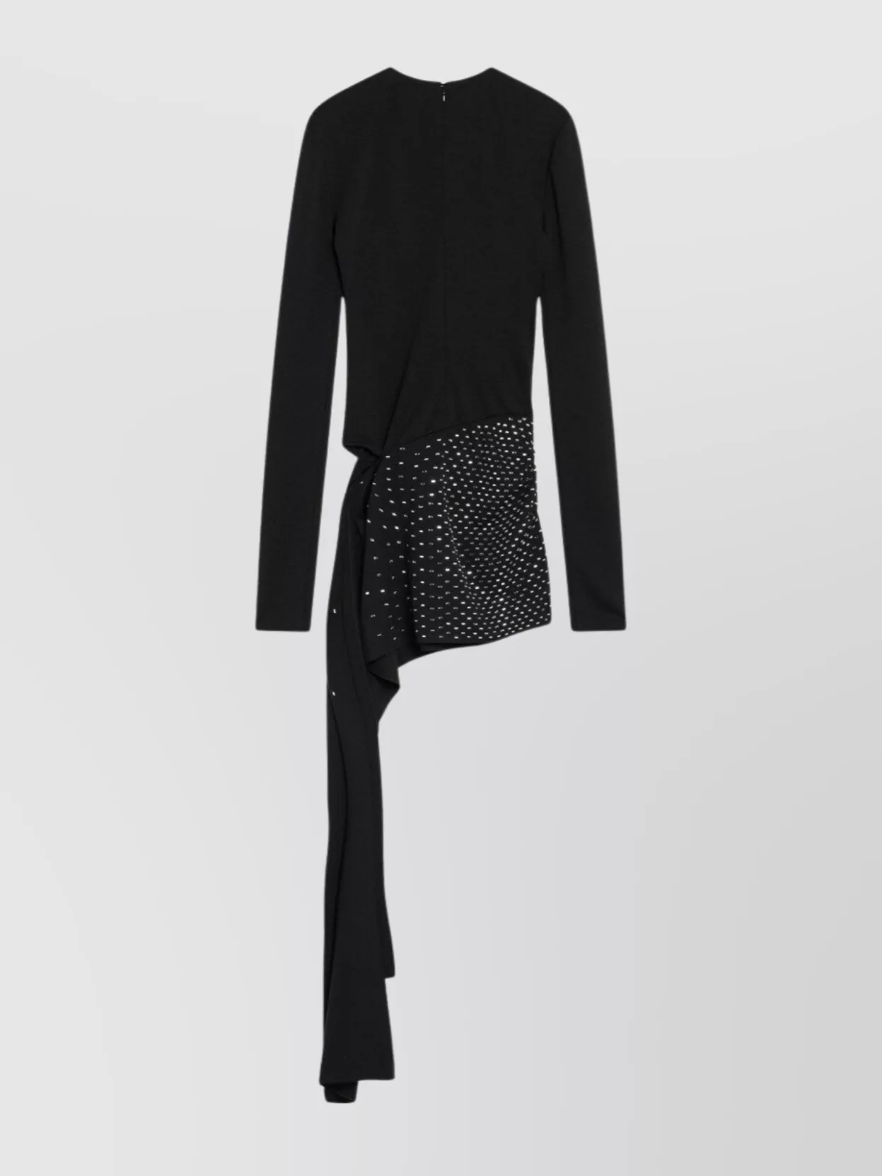 Attico Mini Dress With Thermostrass Studs And Asymmetric Hem In Black