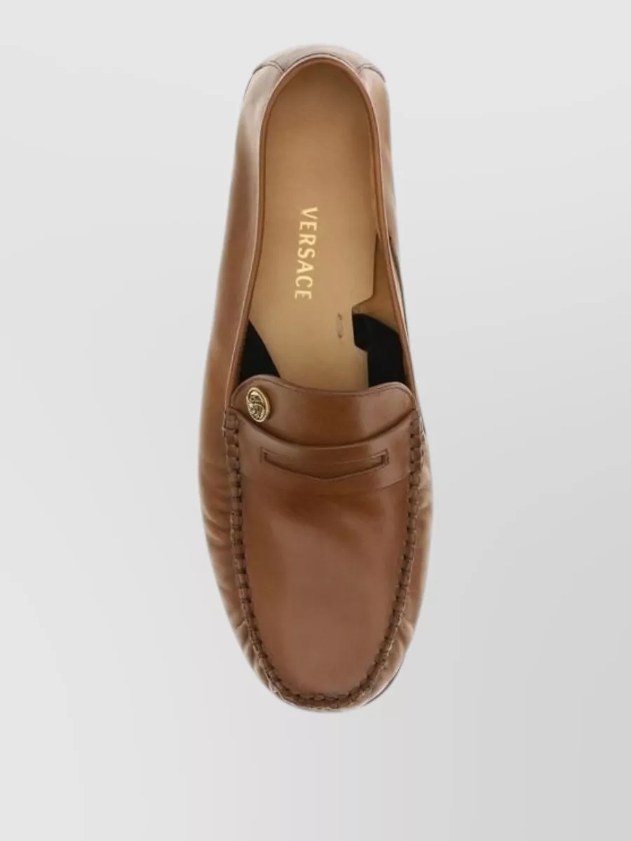 Versace Calf Leather Slip-On Loafers