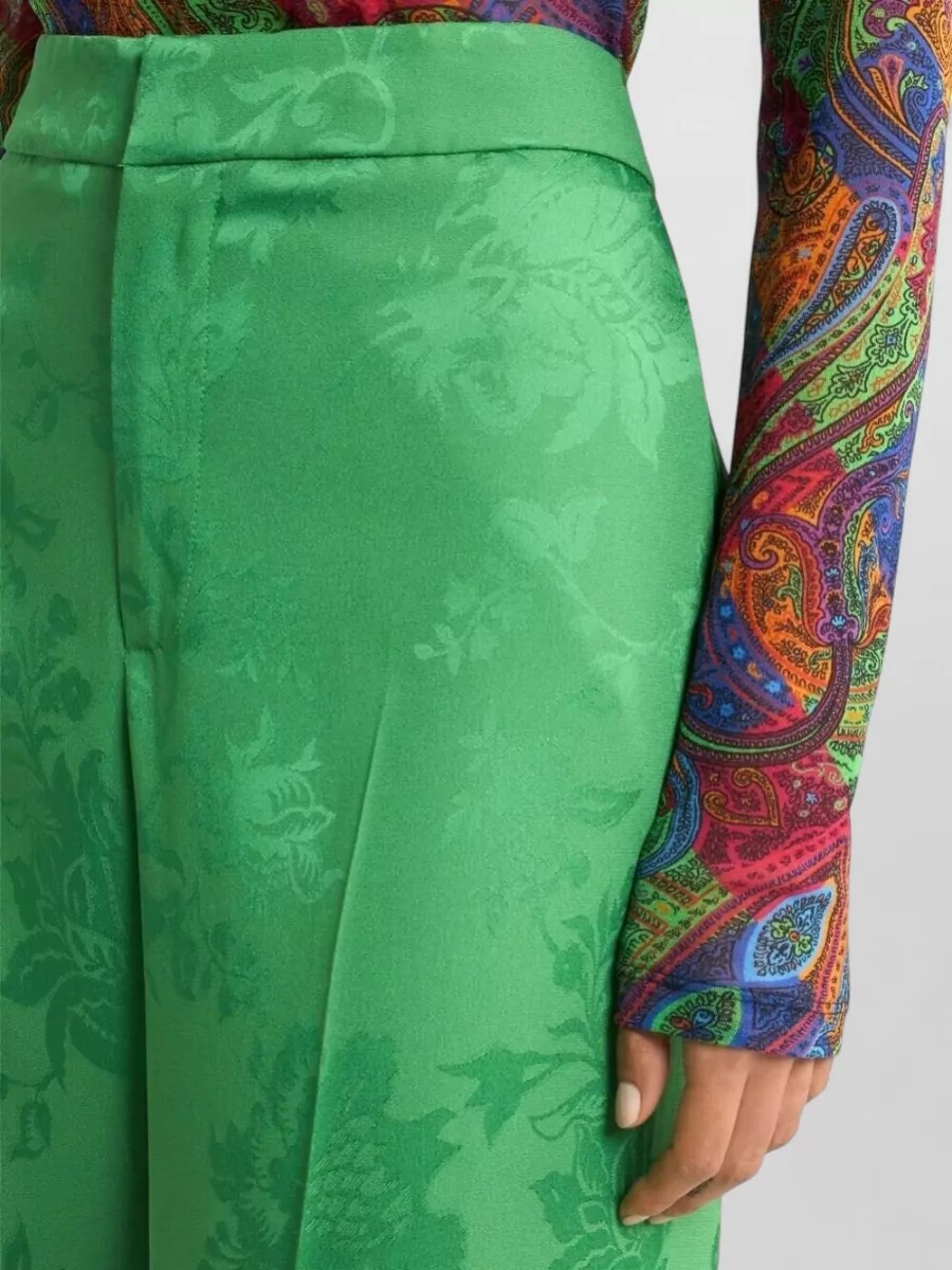 Etro High Waist Trousers Floral Pattern Pleats