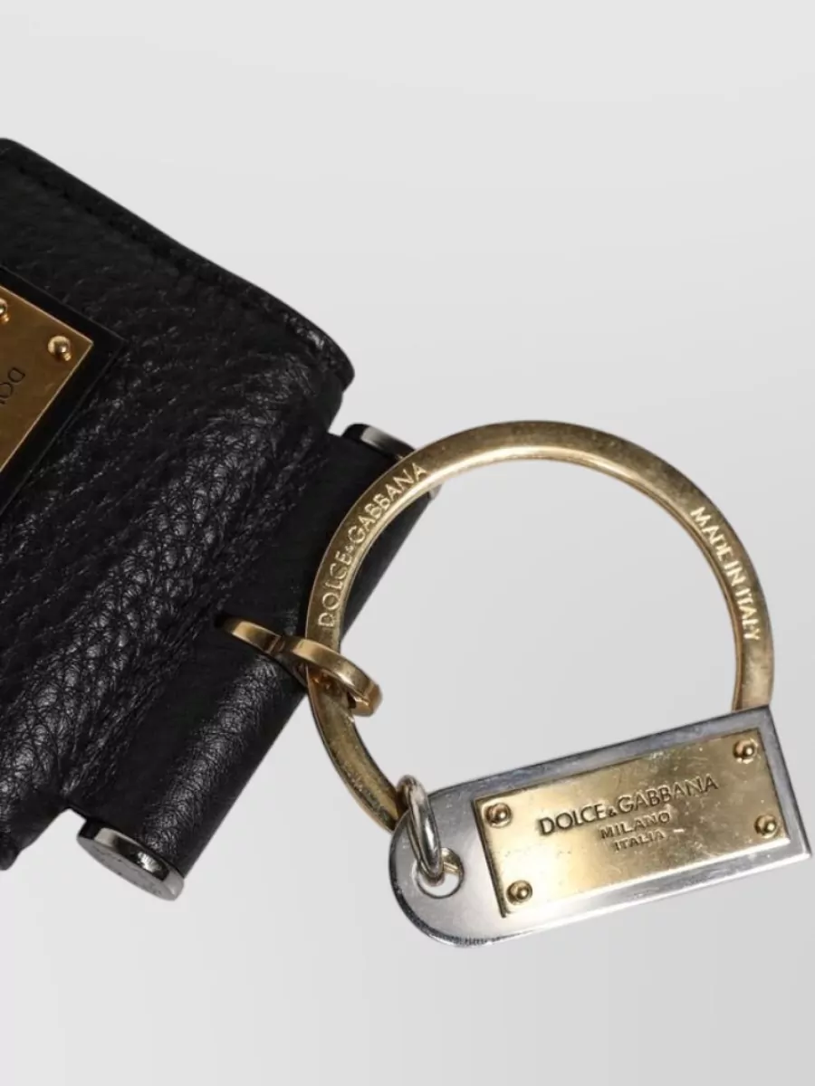 Dolce&Gabbana Leather Logo-Plaque Airpods Case Keychain