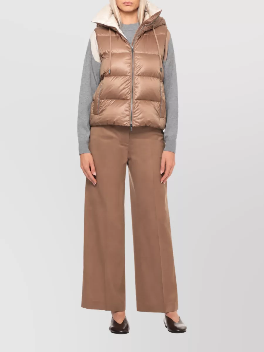 Peserico Quilted Hooded Sleeveless Puffer Jacket