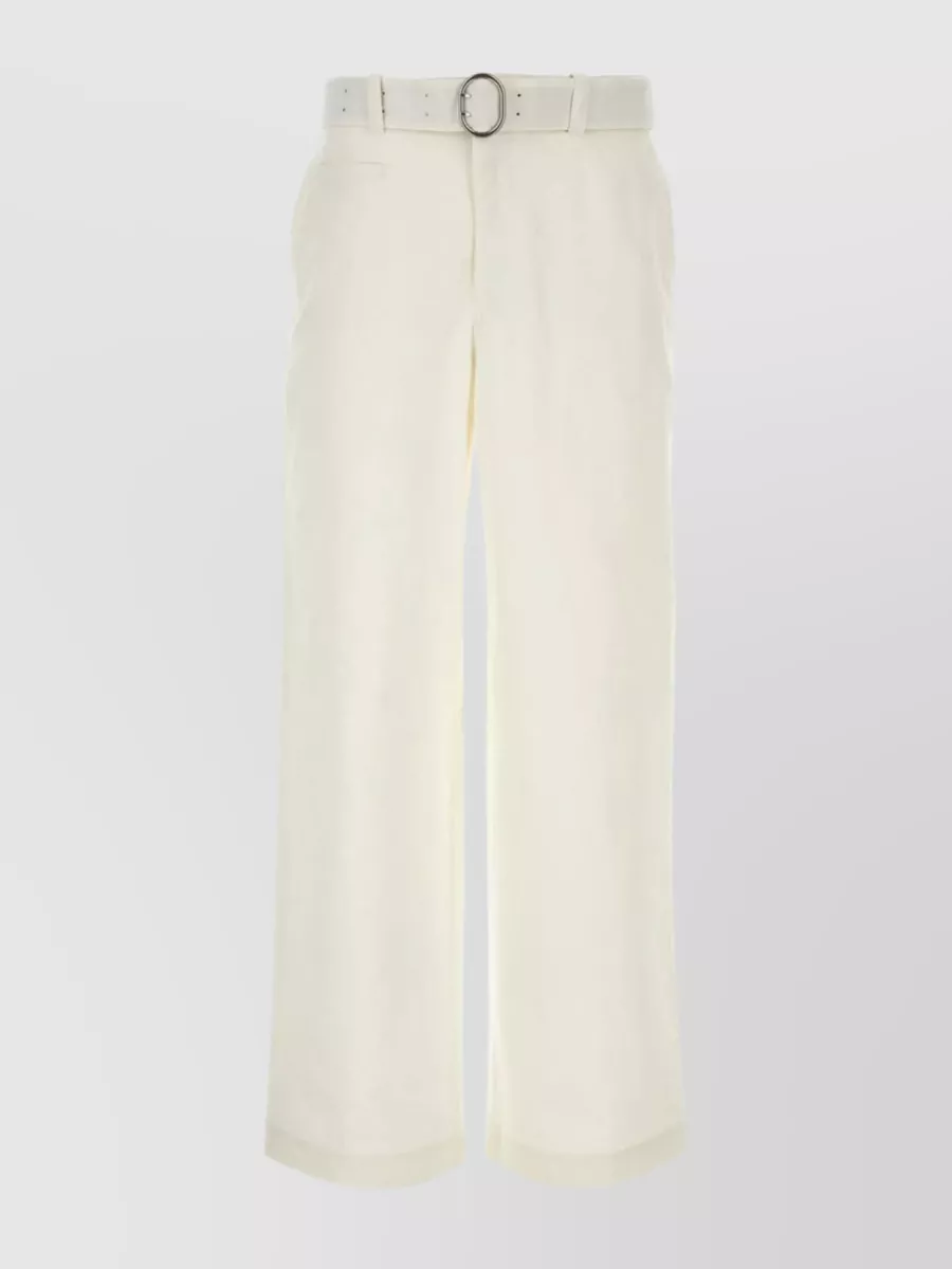 Shop Jil Sander Cotton Wide-leg Trousers With Detachable Belt In White