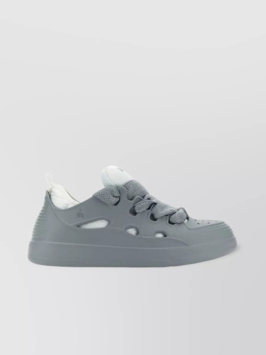 Shop Lanvin Maxi Tongue Rubber Curb Sneakers In Grey