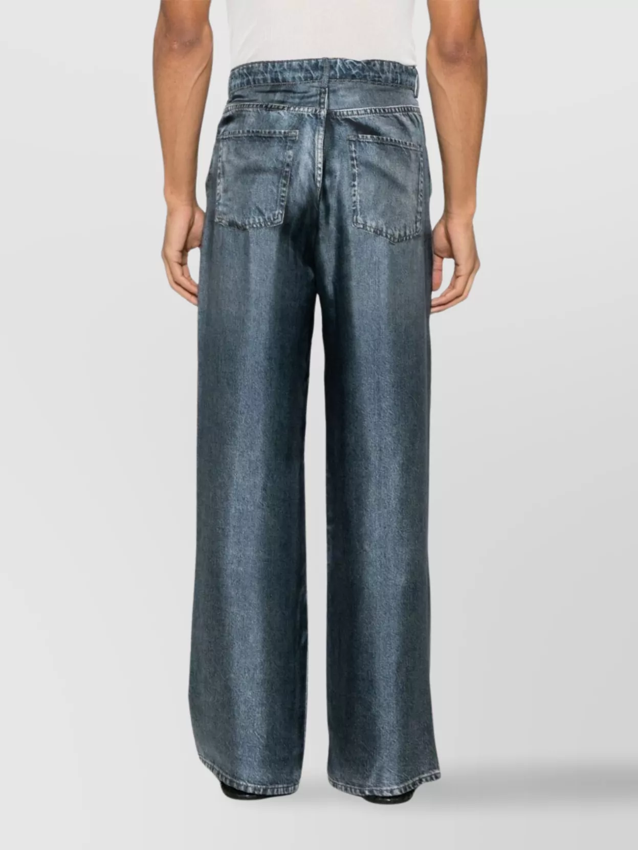 Pierre Louise Mascia Wide-Leg Silk Trousers With Faded Effect