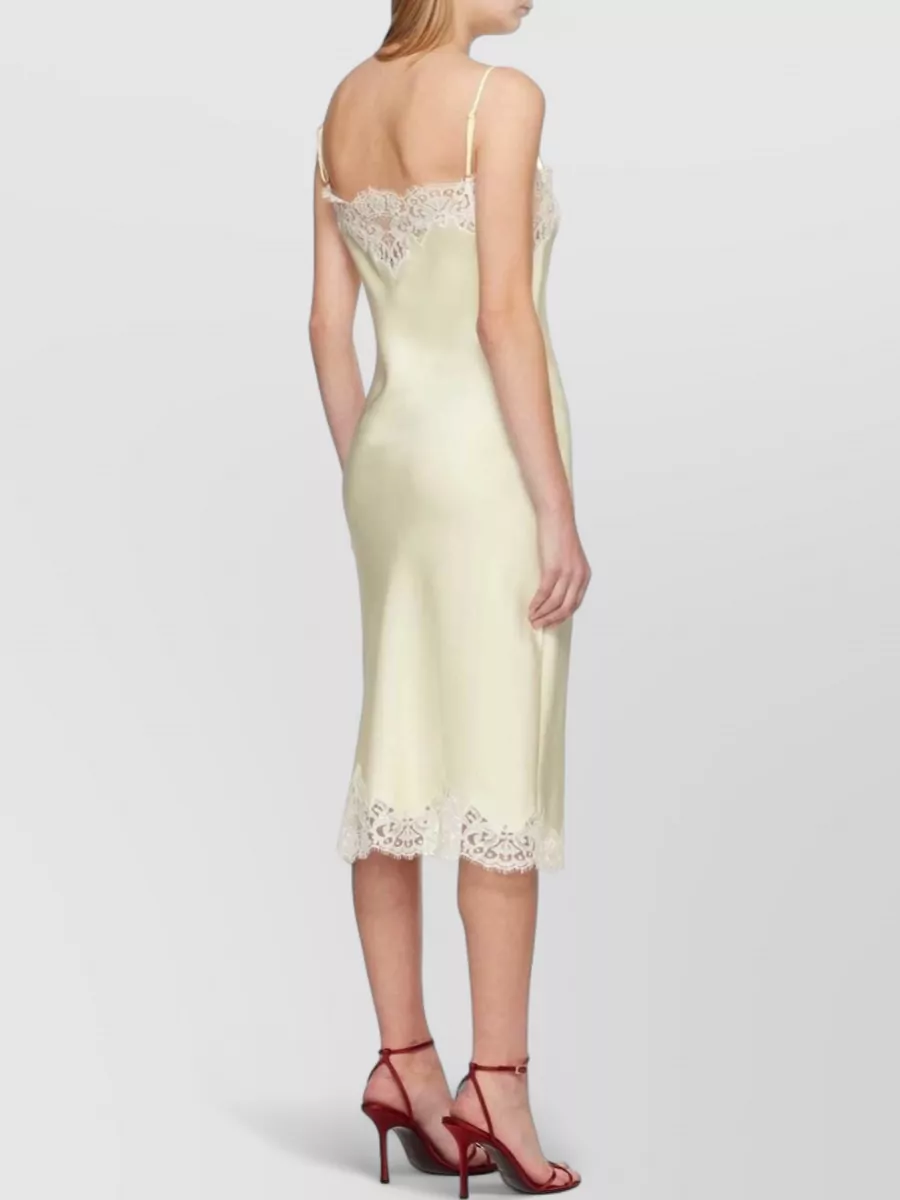 Stella Mccartney Lace-Trim Sleeveless Square-Neck Slip Dress