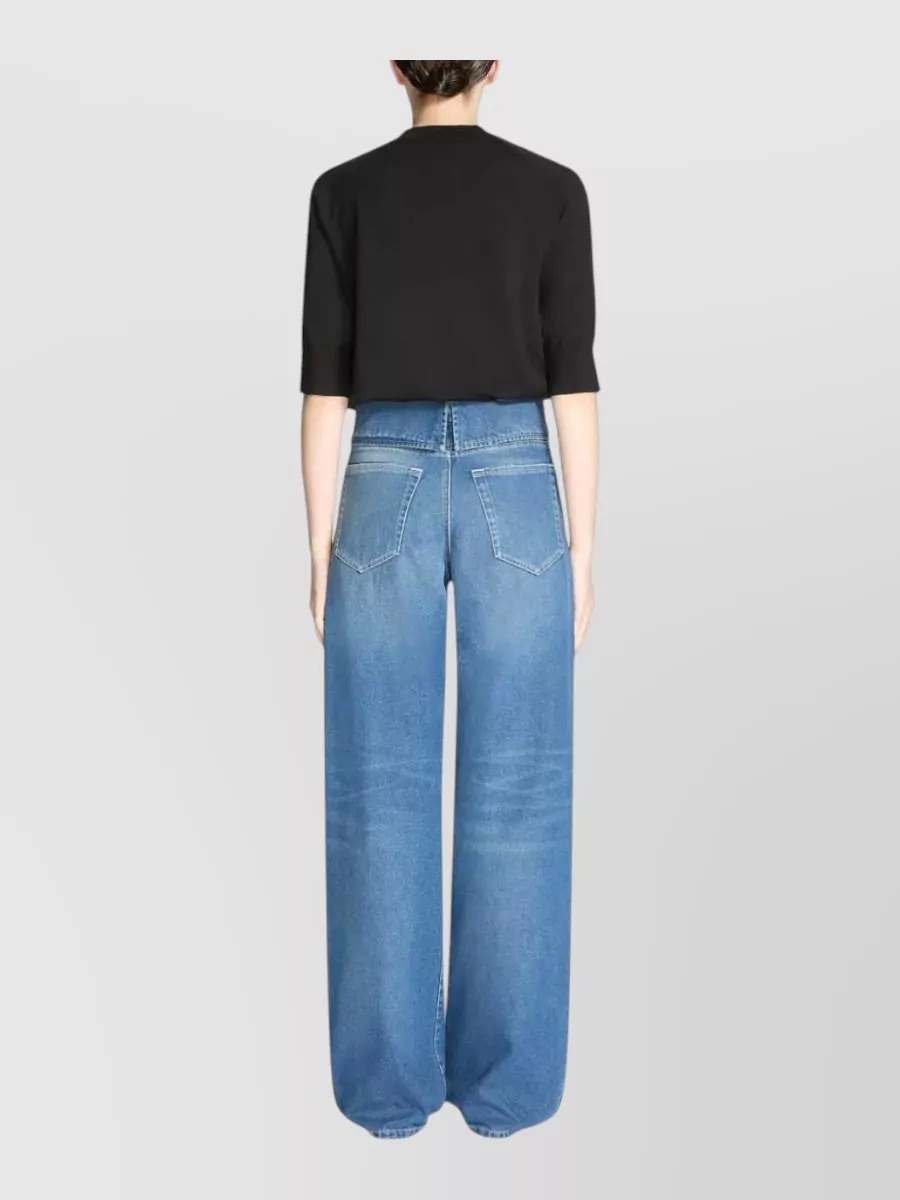 Dries Van Noten Denim Folded-Waist Wide-Leg Jeans