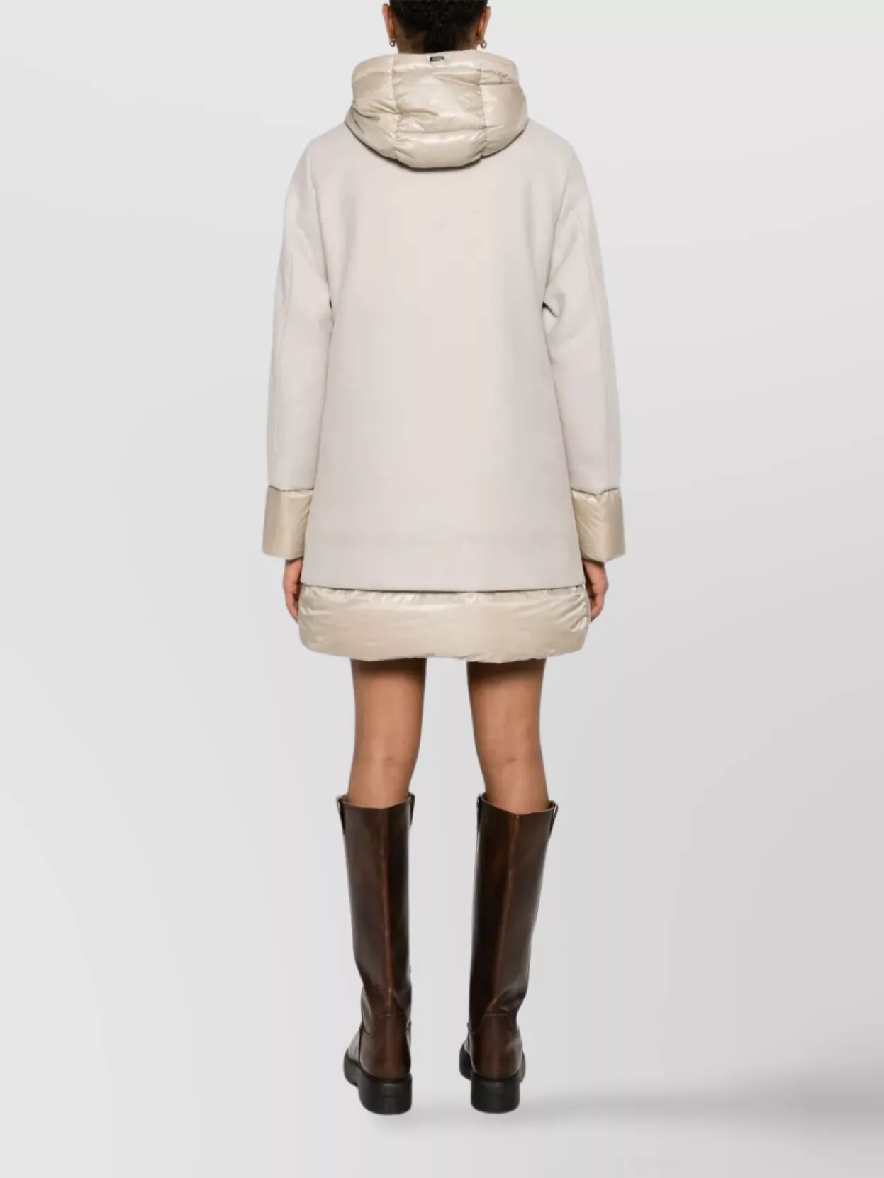 Herno Flared Wool Coat Padded Hood