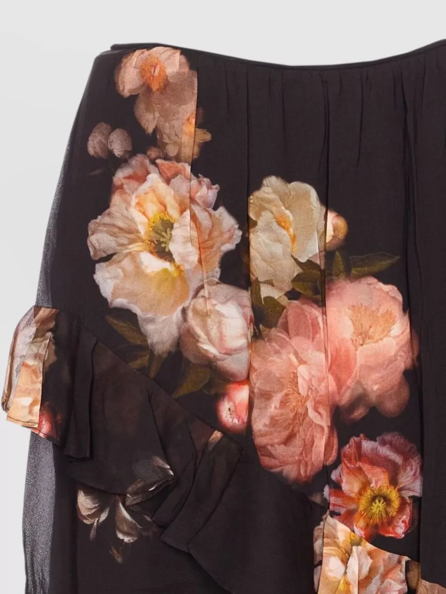 Zimmermann Floral Asymmetric Ruffled Midi Skirt