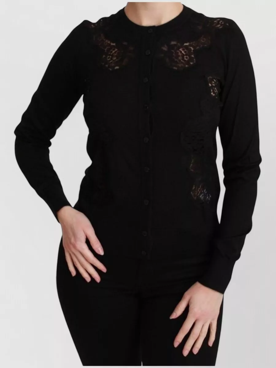 Dolce&Gabbana Cashmere Silk Lace Long-Sleeve Cardigan
