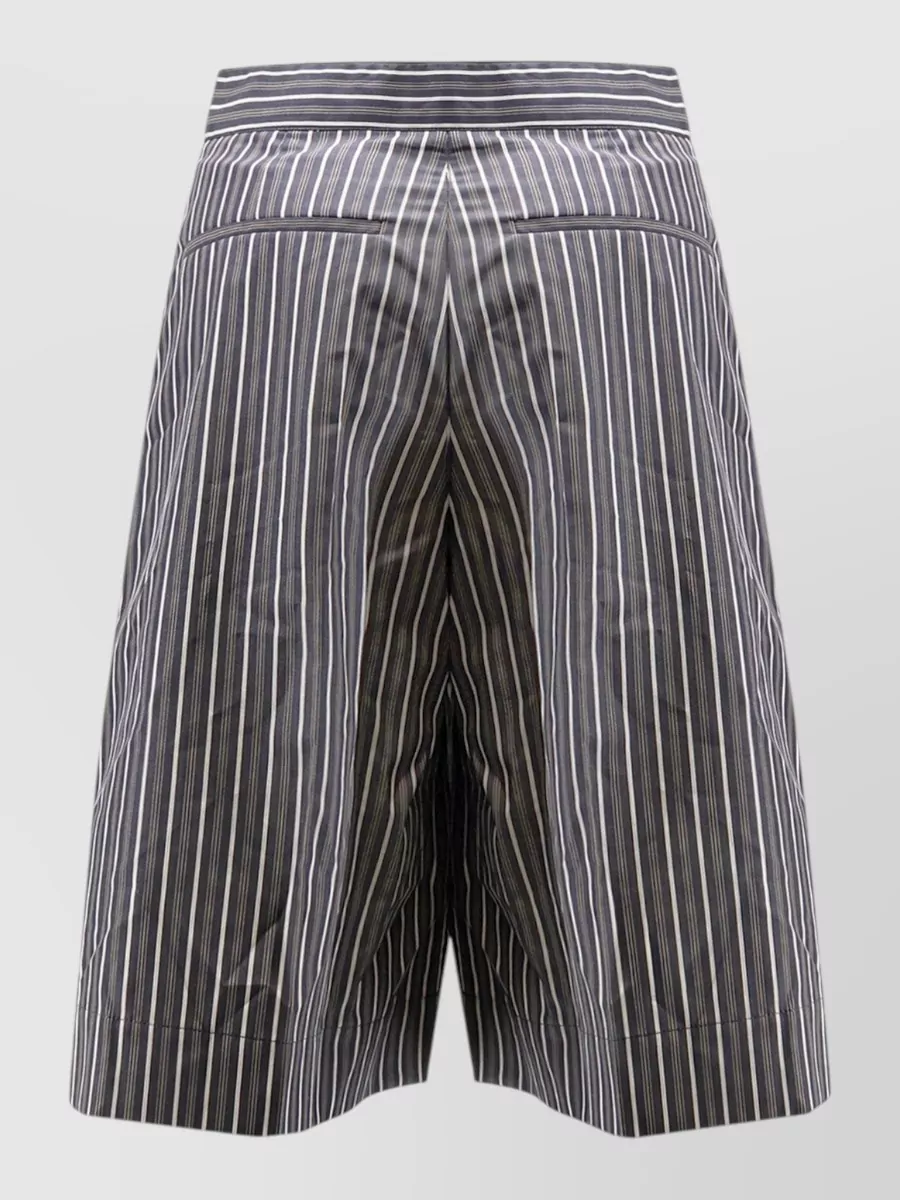 Soeur Striped Pleated Wide-Leg Bermuda Shorts
