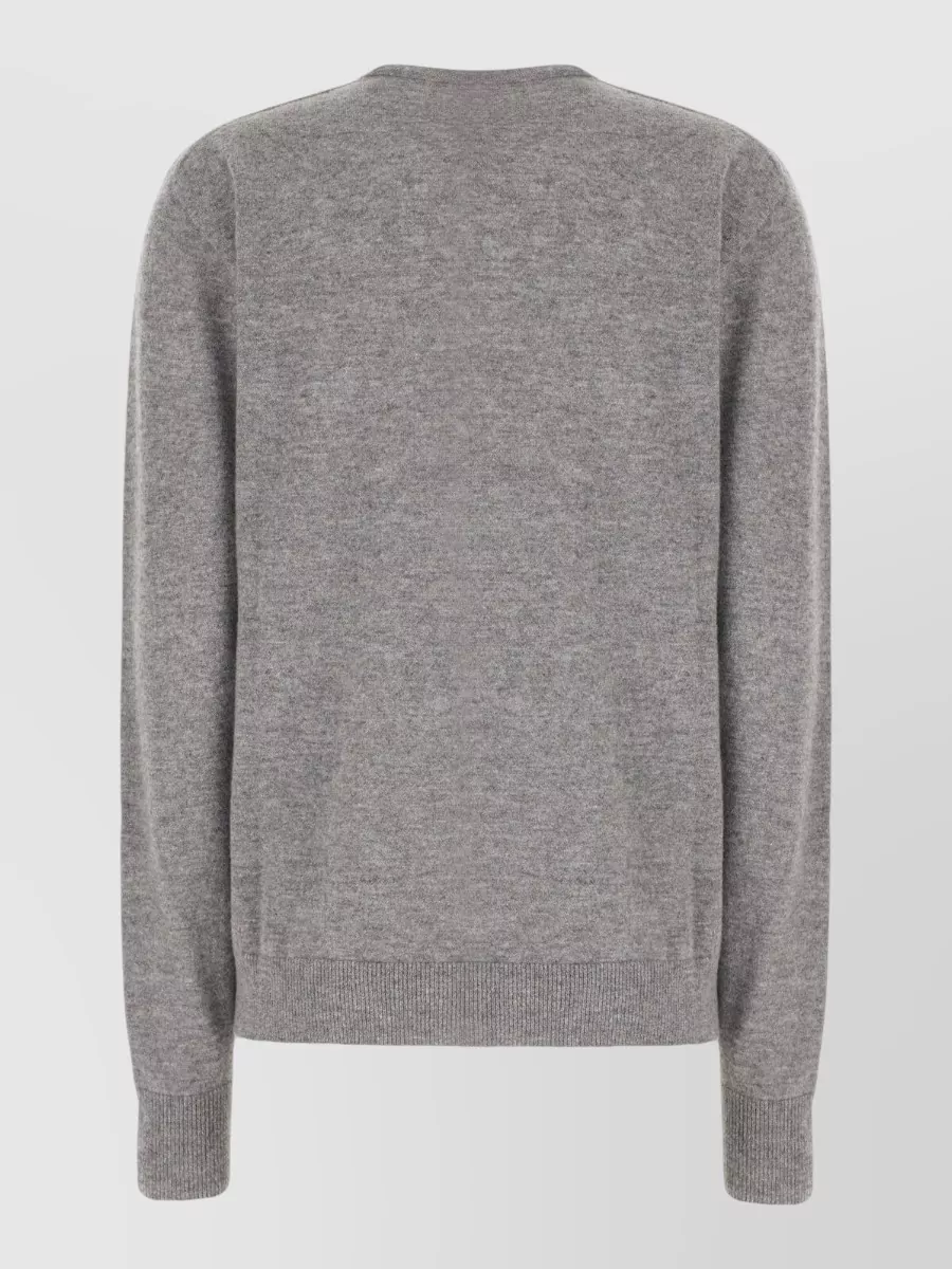 The Row Cashmere Ribbed V-Neck Long-Sleeve Jumper
