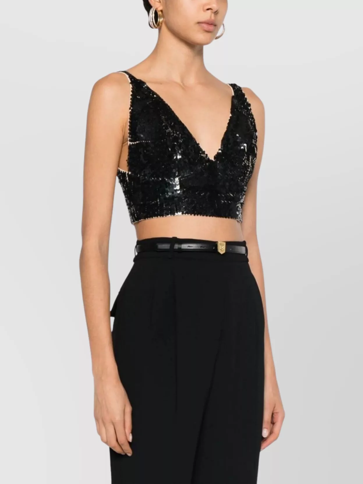 Parosh Sequinned Crop Top Shines Brightly
