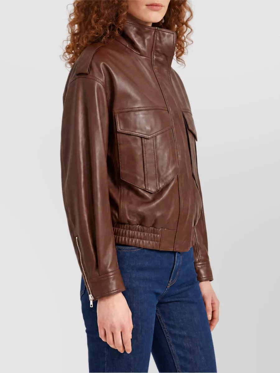 The Frankie Shop Lamb Leather Bomber Jacket