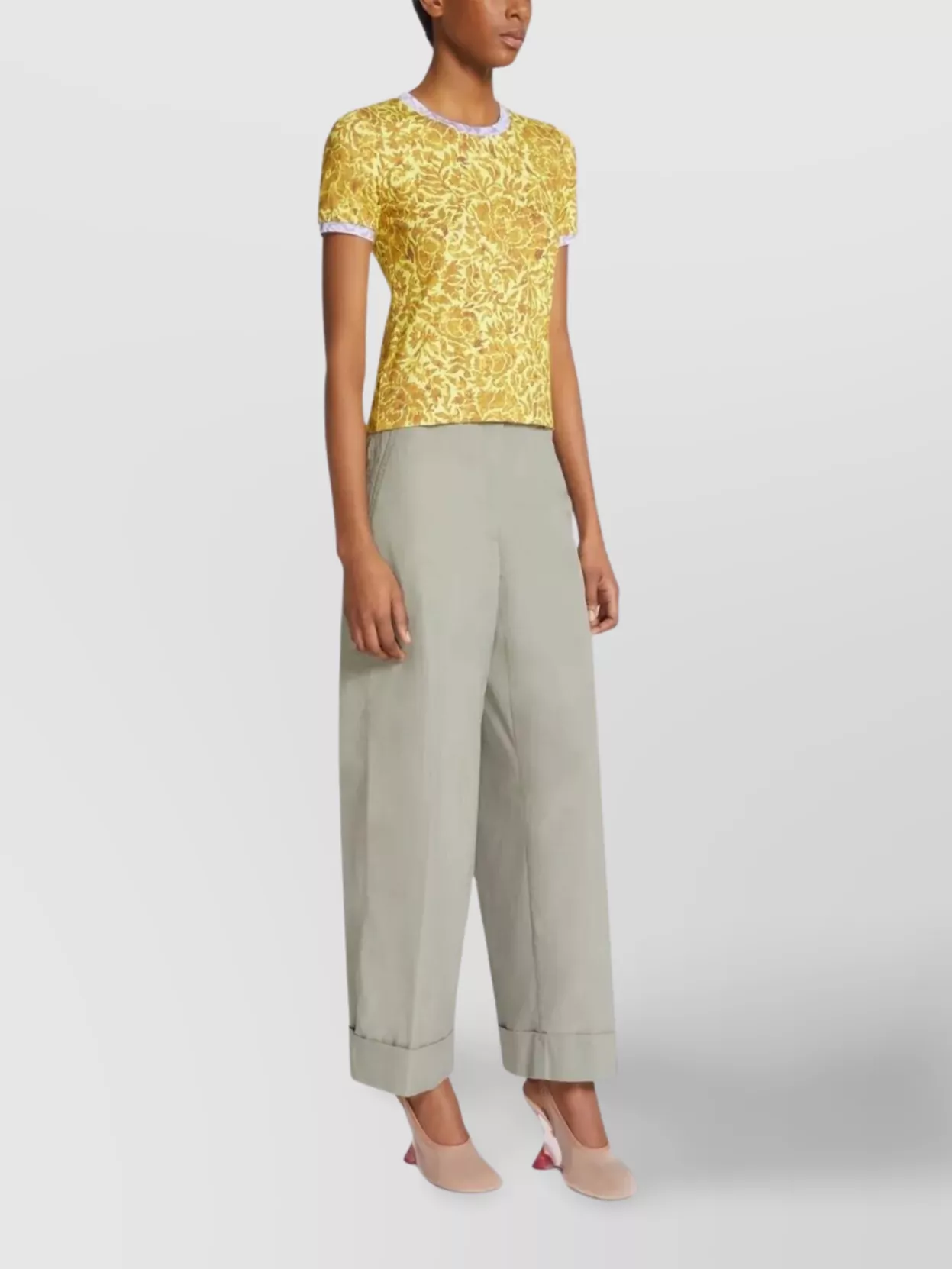 Dries Van Noten Floral Contrast Trim Short Sleeve T-Shirt
