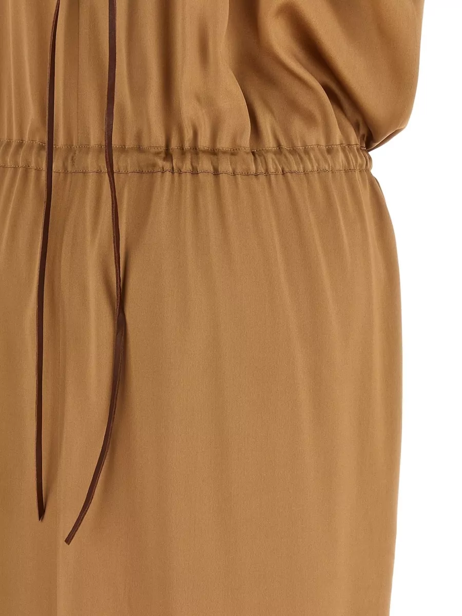 Di.la3 Pari' Silk V-Neck Short-Sleeve Midi Dress
