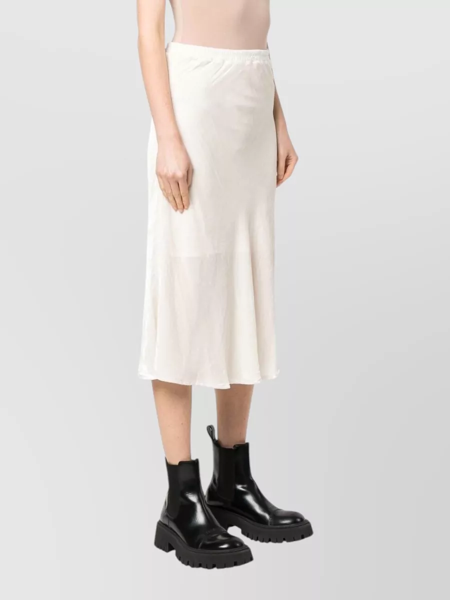 Gold Hawk Silk Blend Pleated Satin Midi Skirt