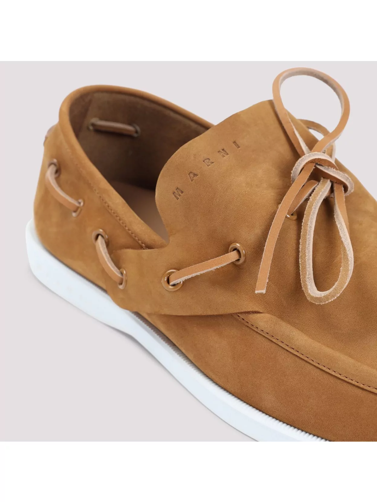 Marni Leather Loafers With Rubber Outsole And Piping In Brown