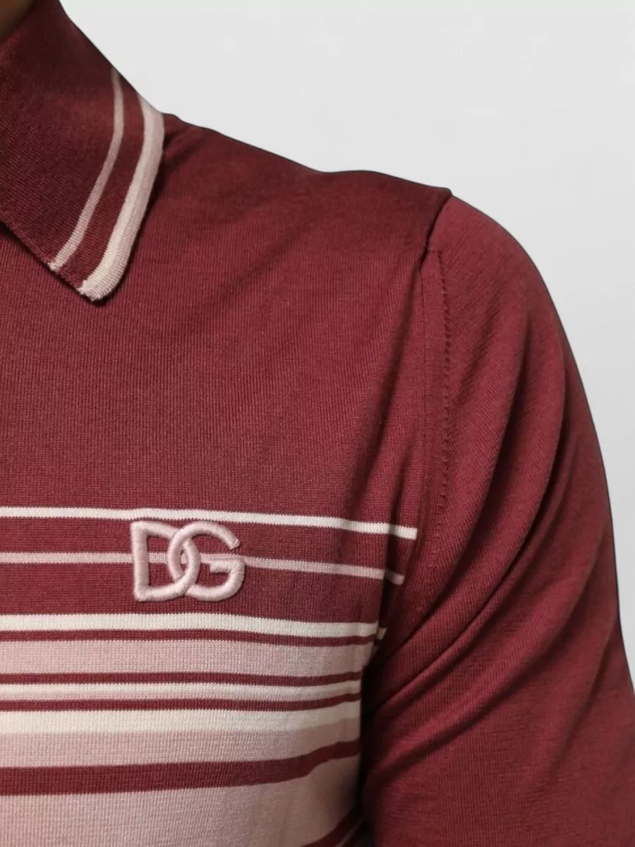 Dolce&Gabbana Silk Striped Polo Shirt
