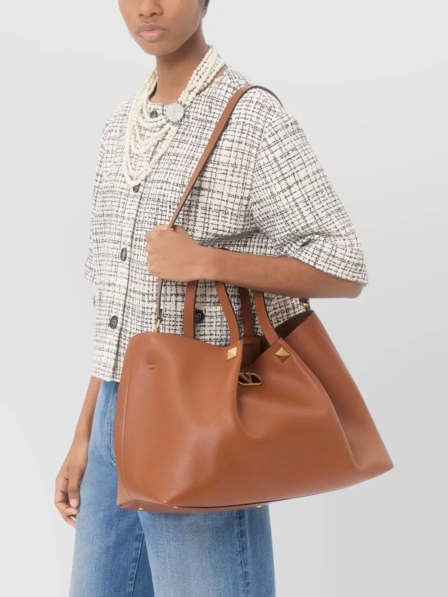 Valentino Garavani Vlogo Signature Large Leather Tote Bag
