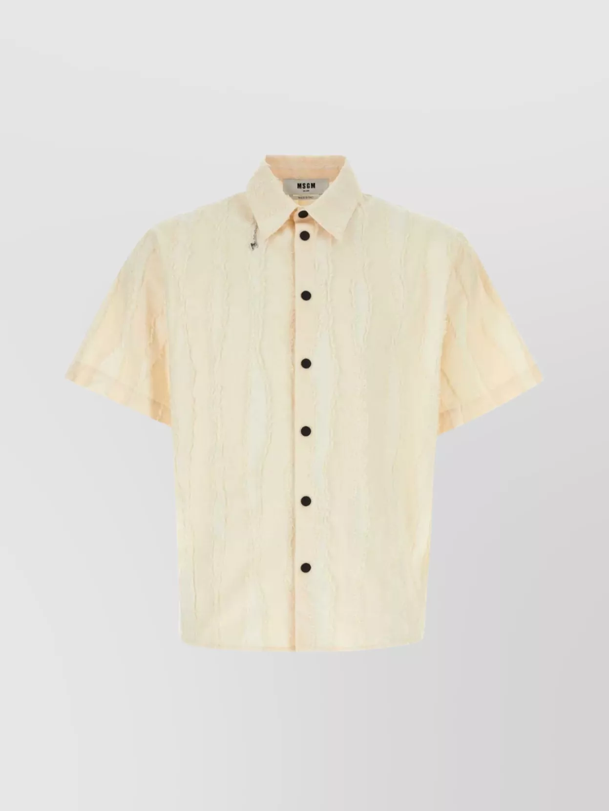 Shop Msgm Collared Cotton Shirt With Short Sleeves