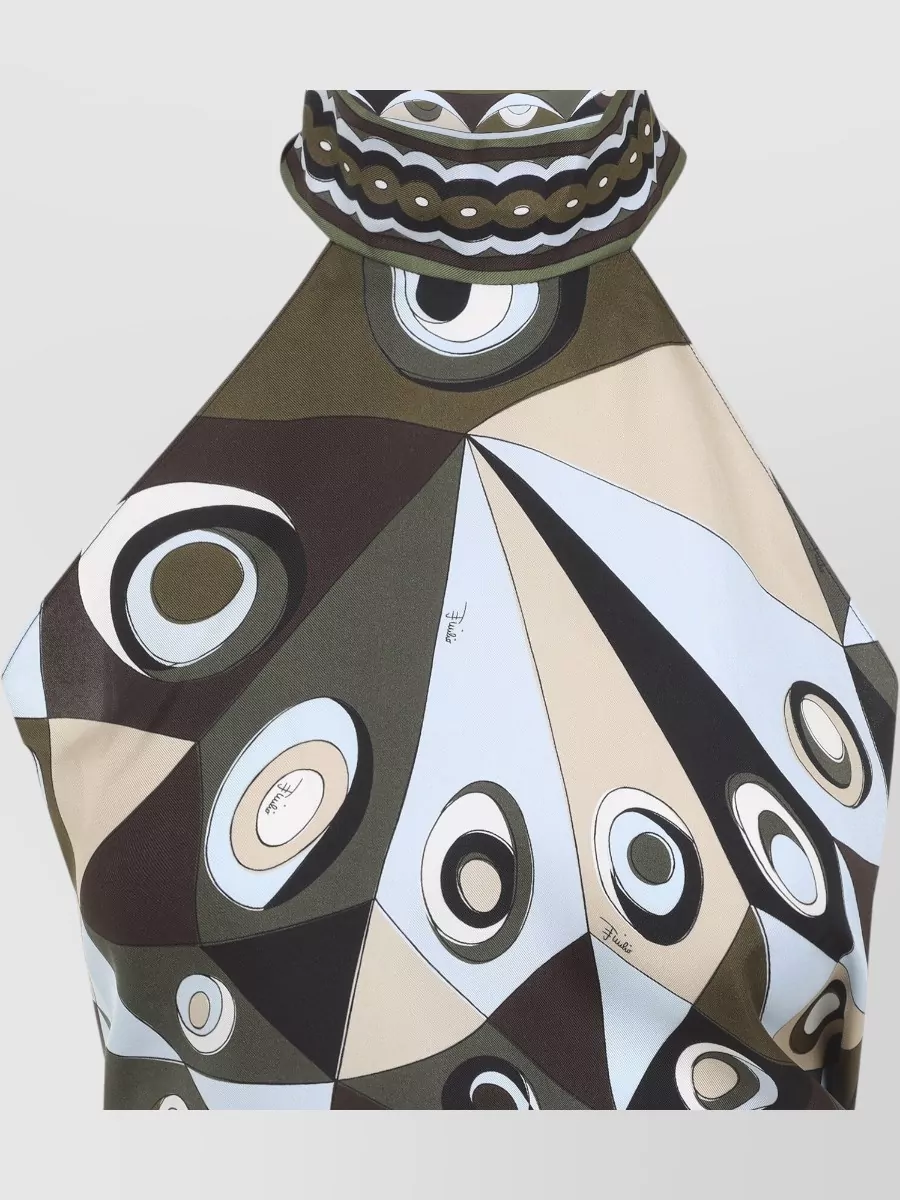 Pucci Silk Printed Halterneck Draped Top