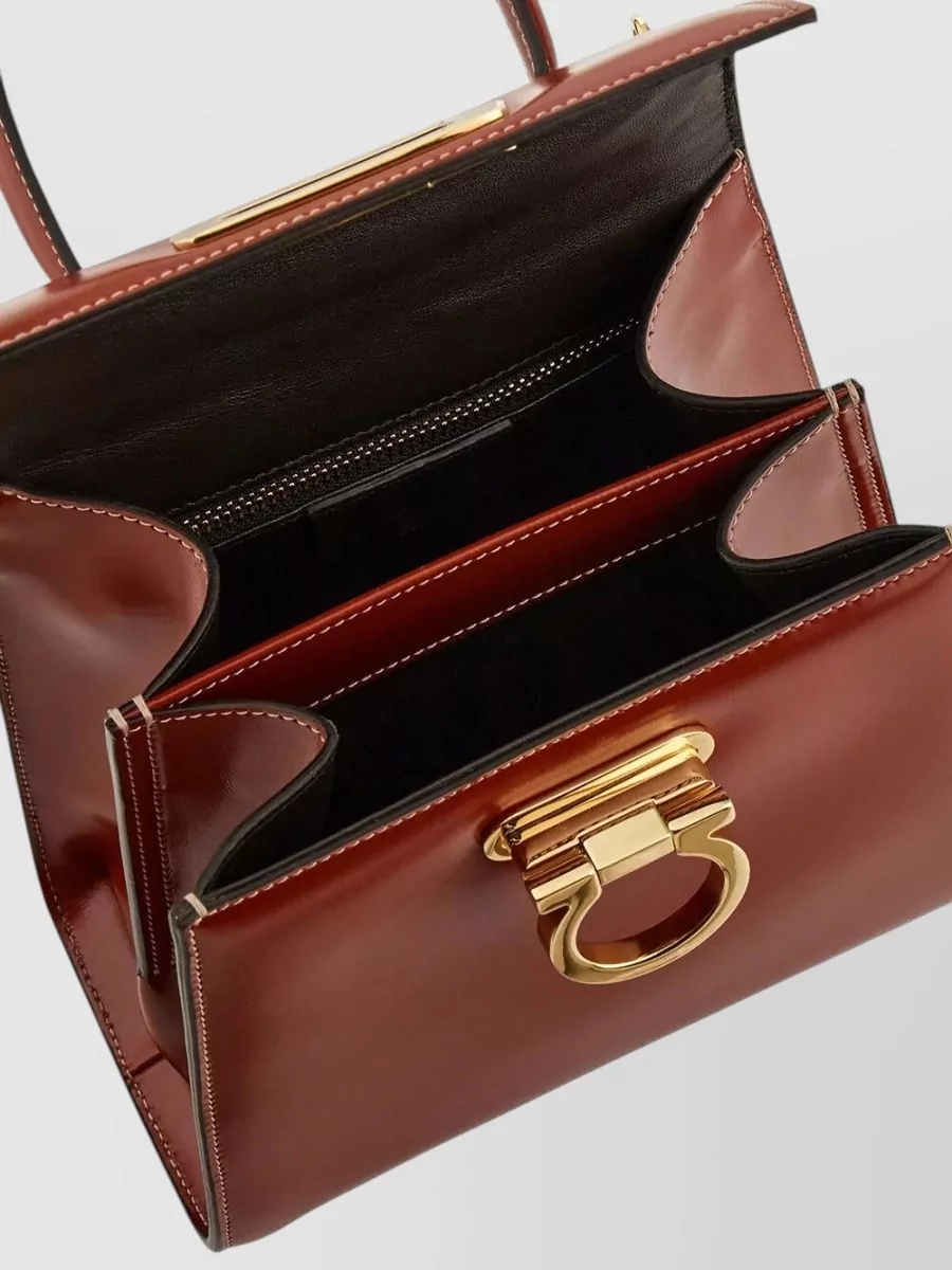 Ferragamo Studio Bag Small Leather Top Handle Bag