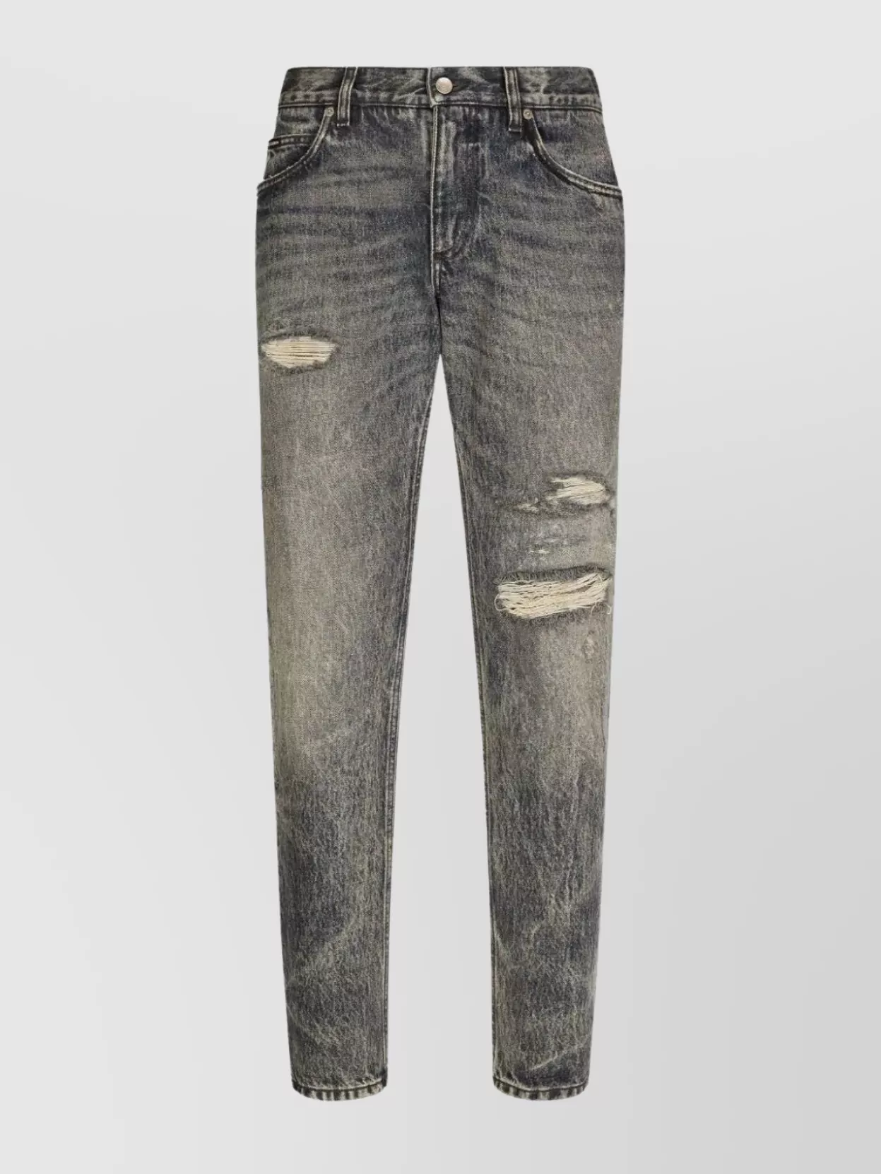 Dolce & Gabbana Slim-fit-jeans Im Distressed-look In Schwarz