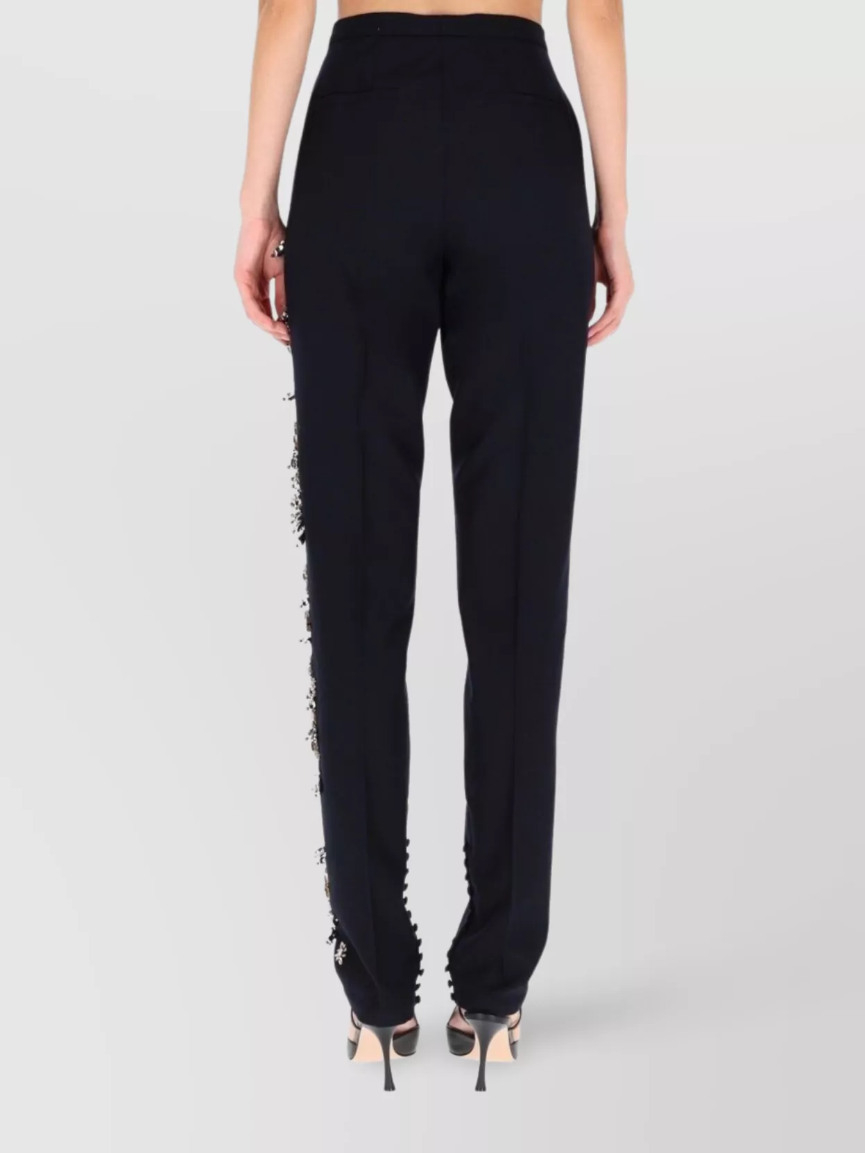 Dries Van Noten Ankle Length Slim Fit Embellished Trousers