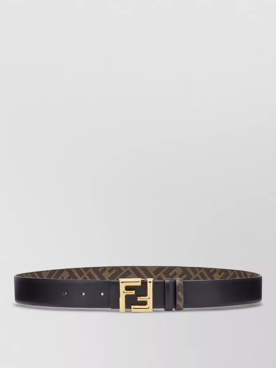 Fendi Reversible Belt Geometric Pattern Gold Hardware
