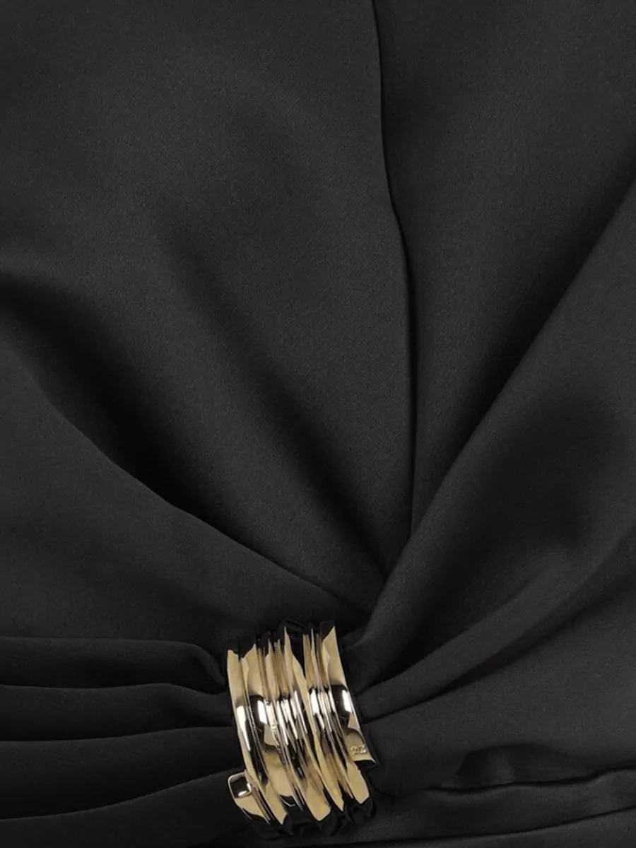 Elisabetta Franchi Occasion Mini Dress Gold Metal Detail